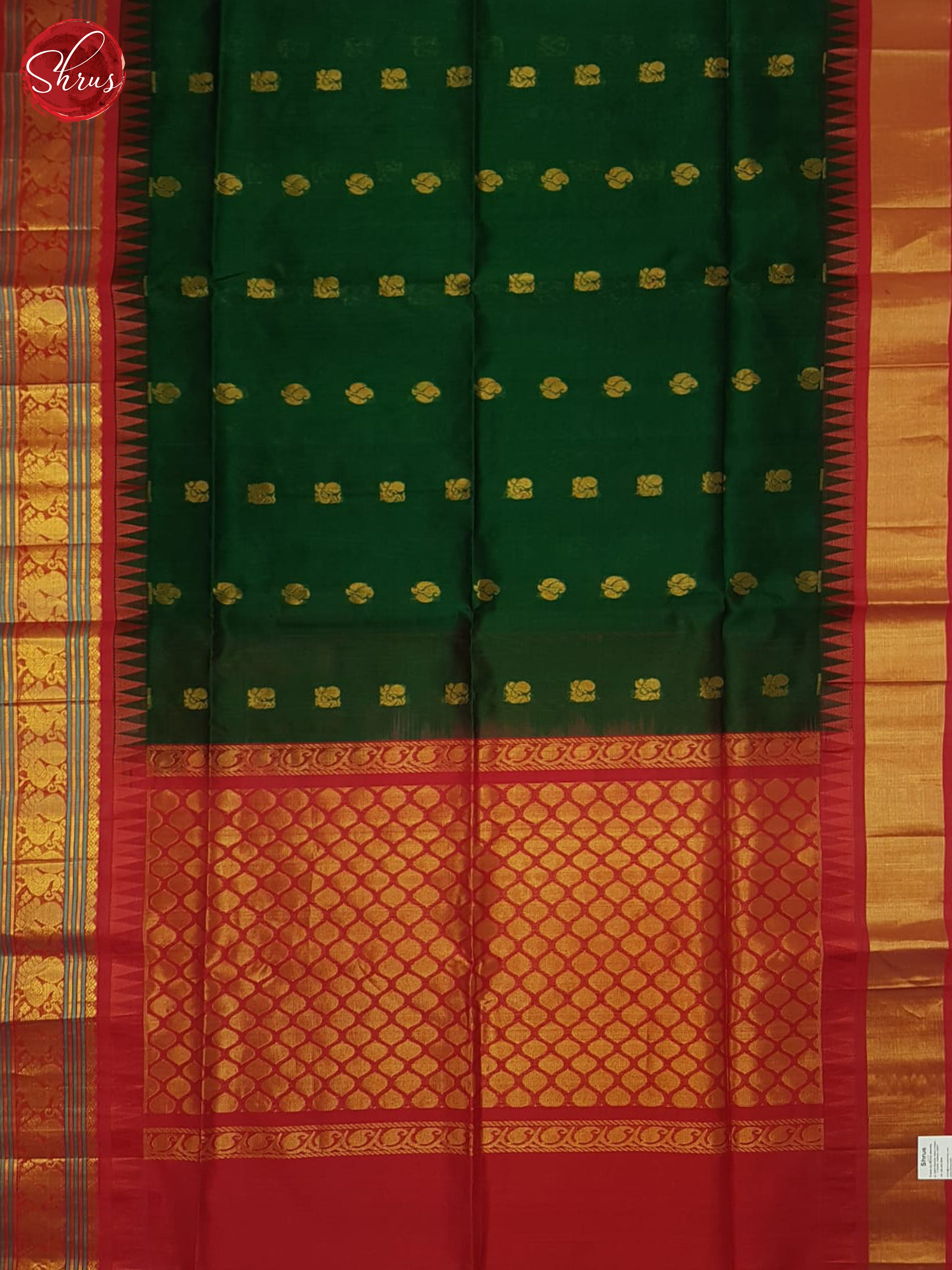 Green & Red - Silk Cotton Saree - Shop on ShrusEternity.com
