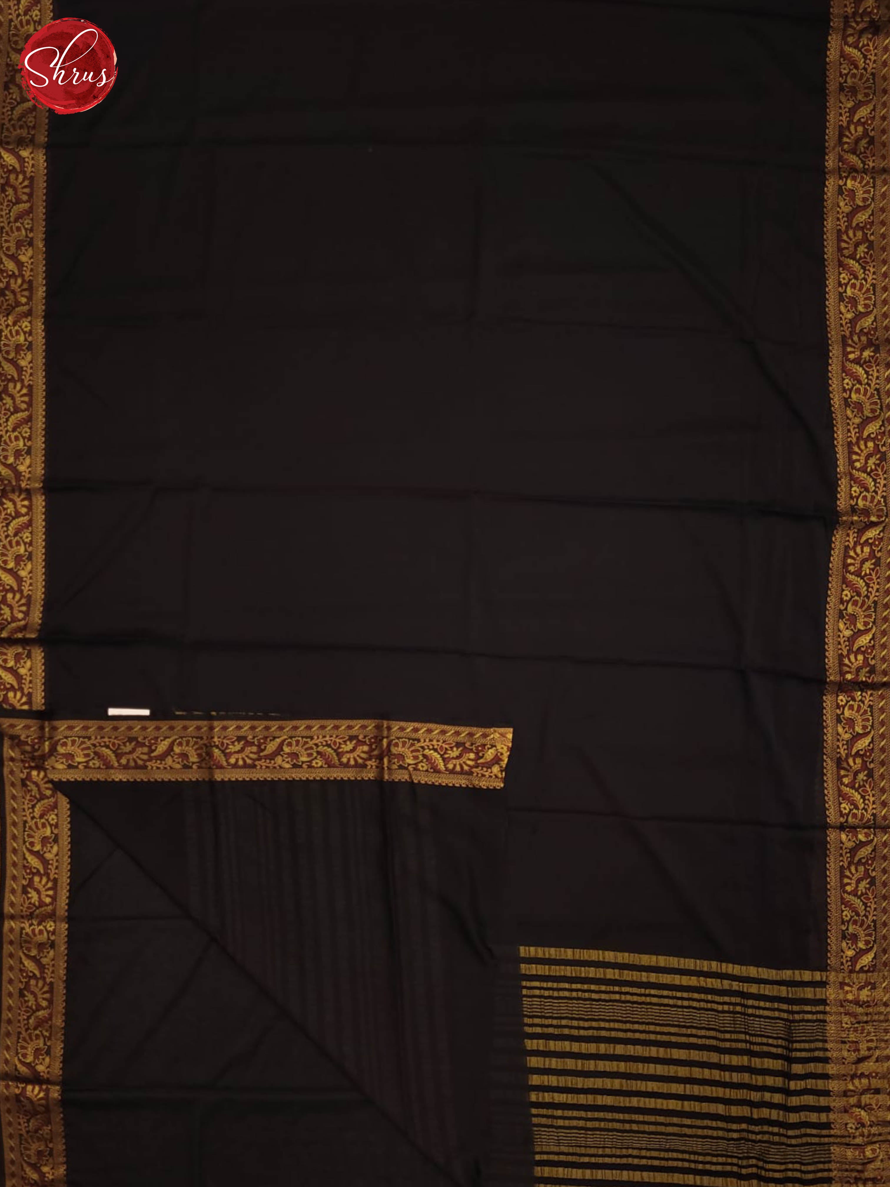 Black(Single Tone)- Semi Mysore Silk Saree - Shop on ShrusEternity.com
