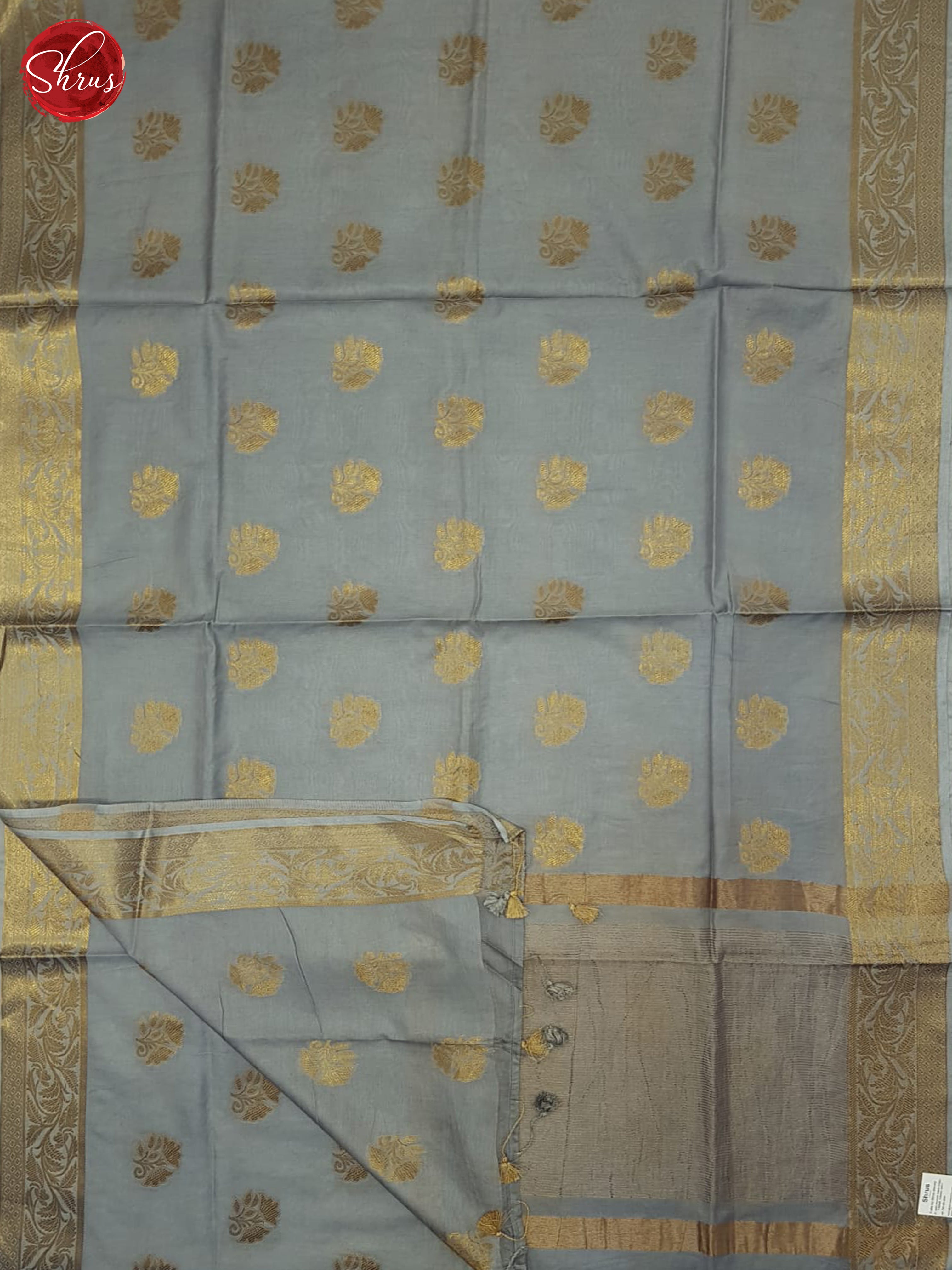 Grey(Single Tone) - Semi Tussar Saree - Shop on ShrusEternity.com