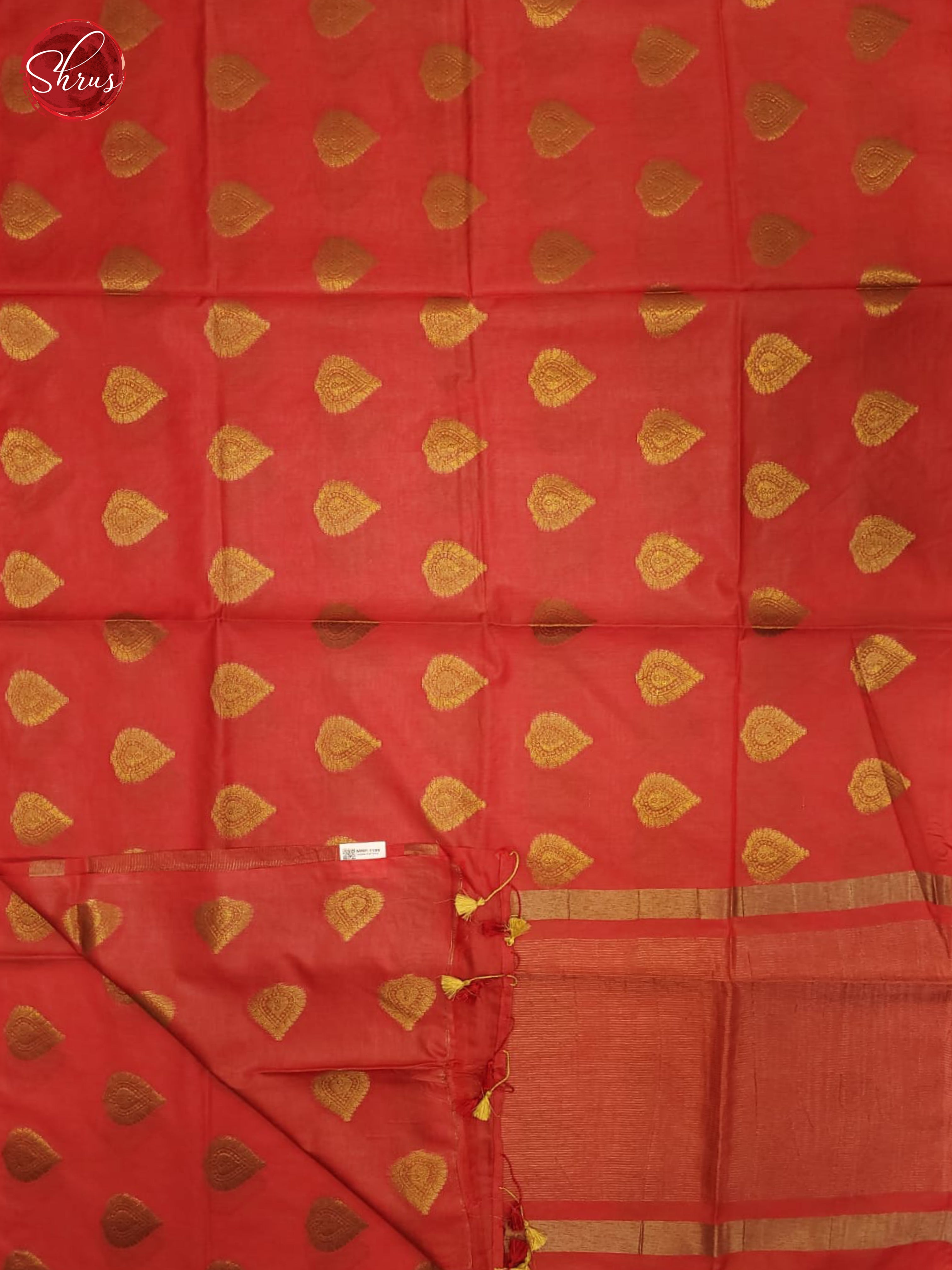 Red(Single Tone) - Semi Tussar Saree - Shop on ShrusEternity.com