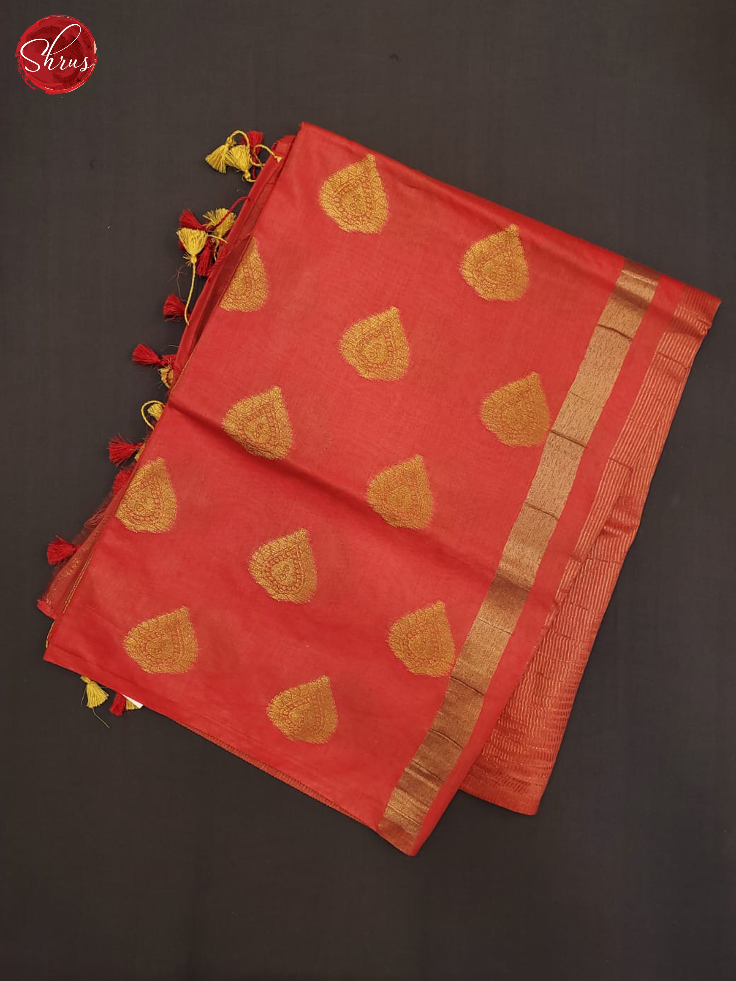 Red(Single Tone) - Semi Tussar Saree - Shop on ShrusEternity.com