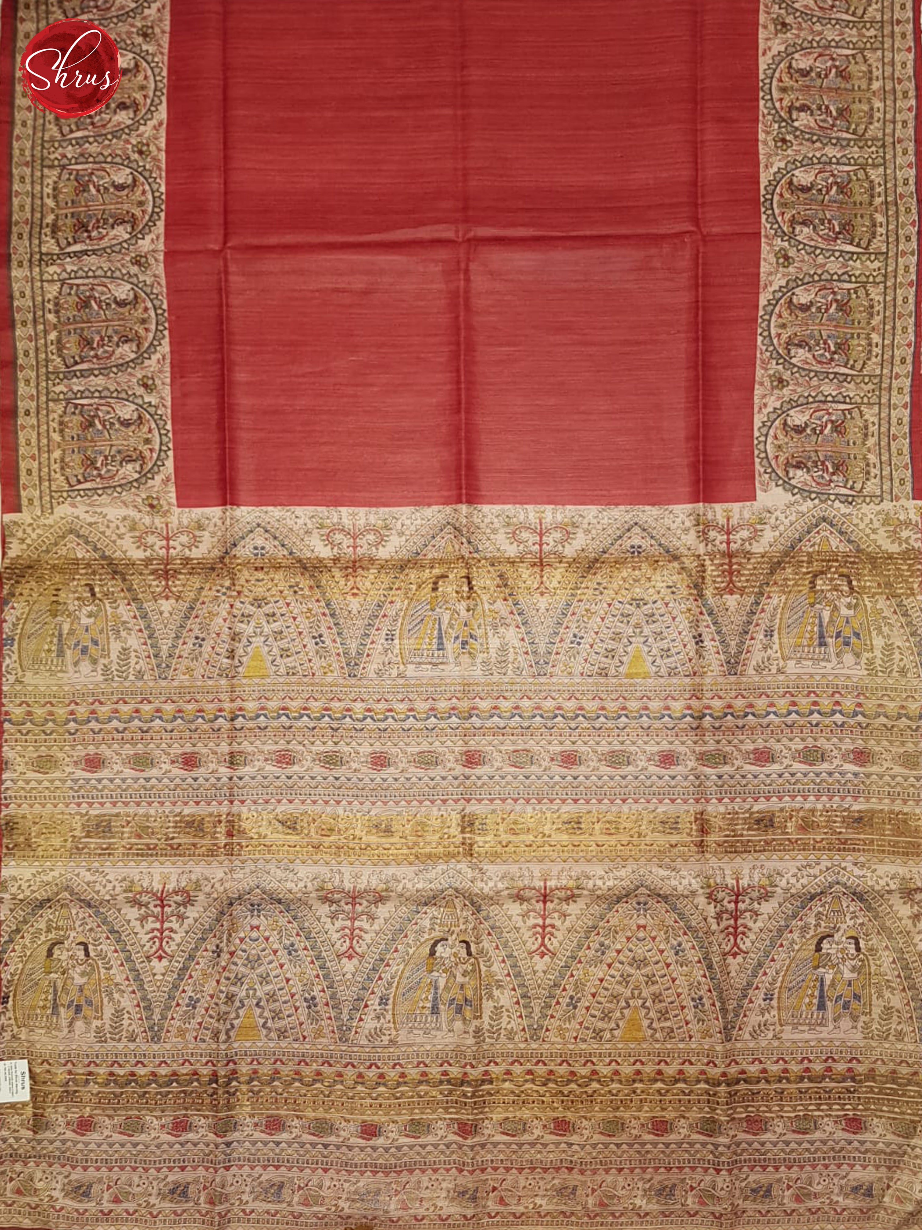 Red(Single Tone) - Gicha Silk Saree - Shop on ShrusEternity.com