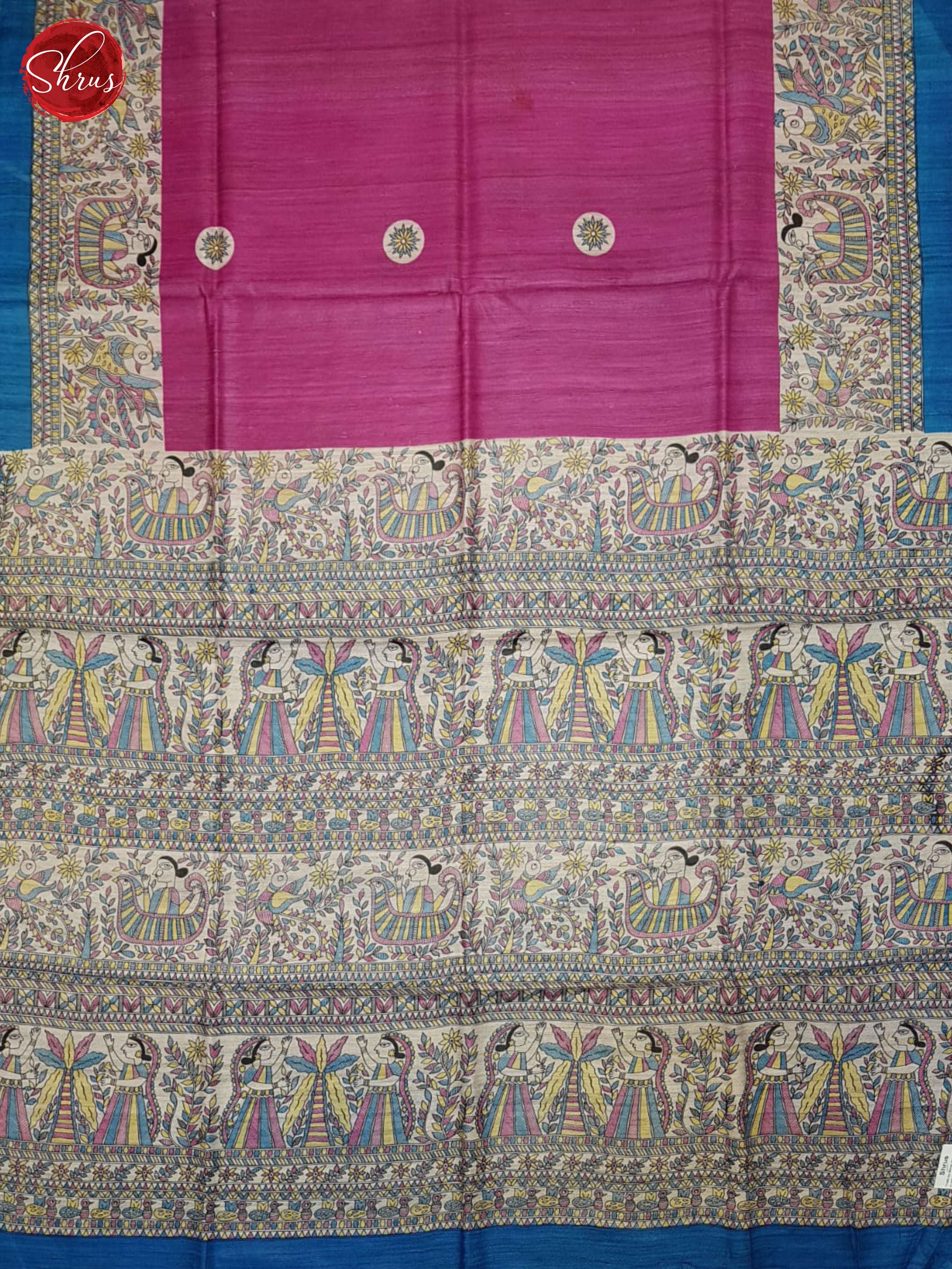 Pink & Blue- Gicha Silk Saree - Shop on ShrusEternity.com
