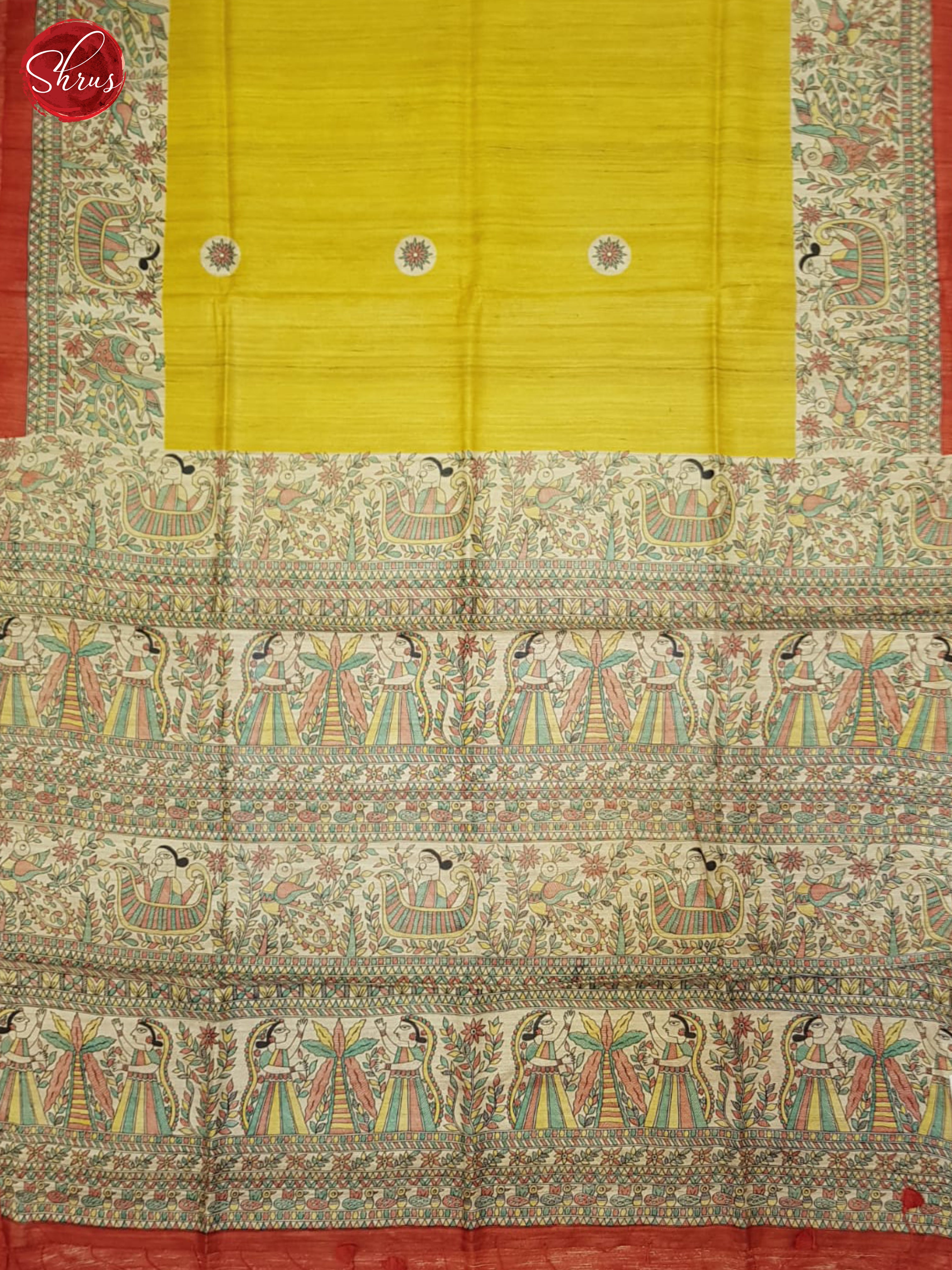 Yellow & Red- Gicha Silk Saree - Shop on ShrusEternity.com