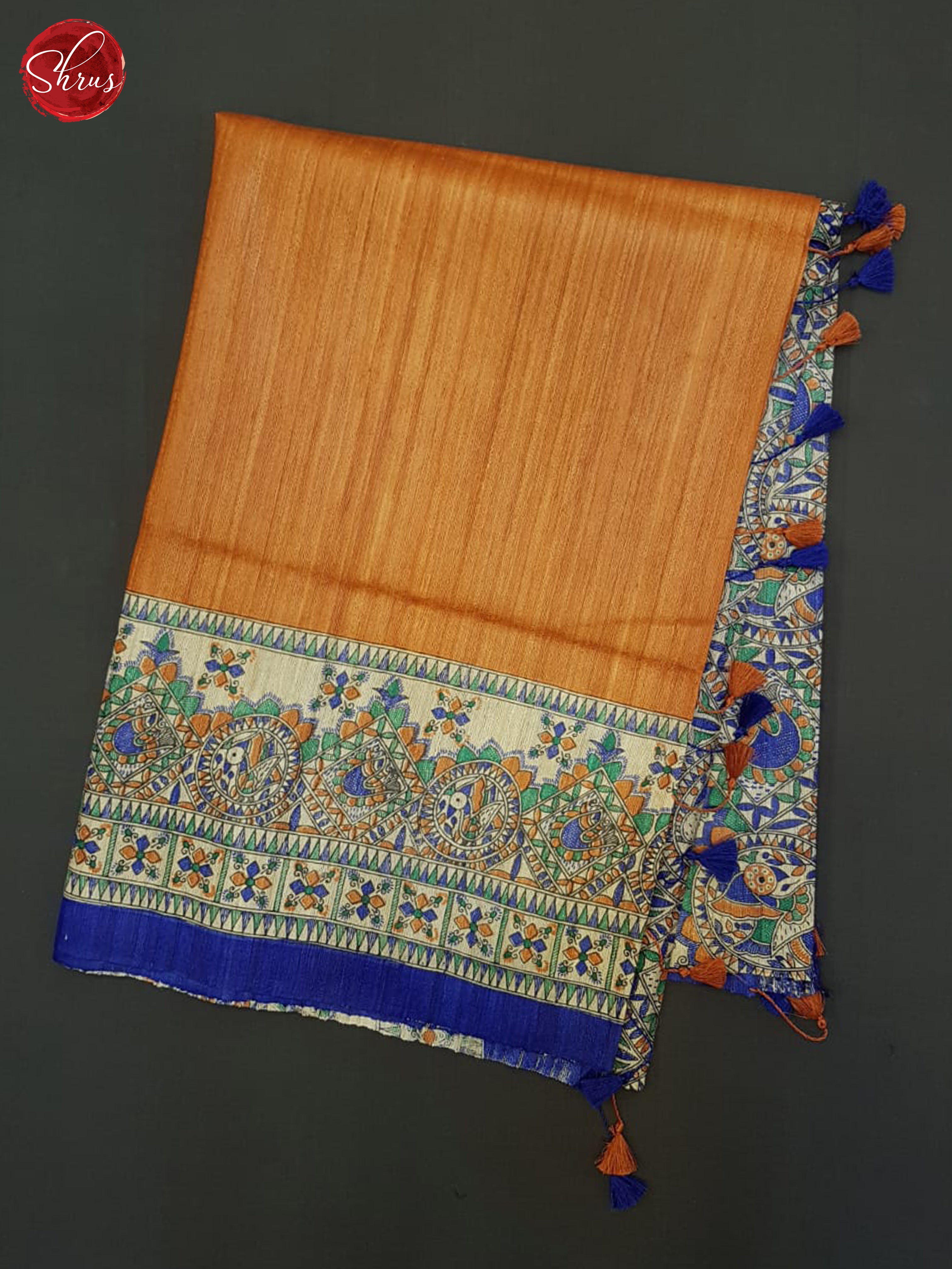 Orange & Blue- Gicha Silk Saree - Shop on ShrusEternity.com