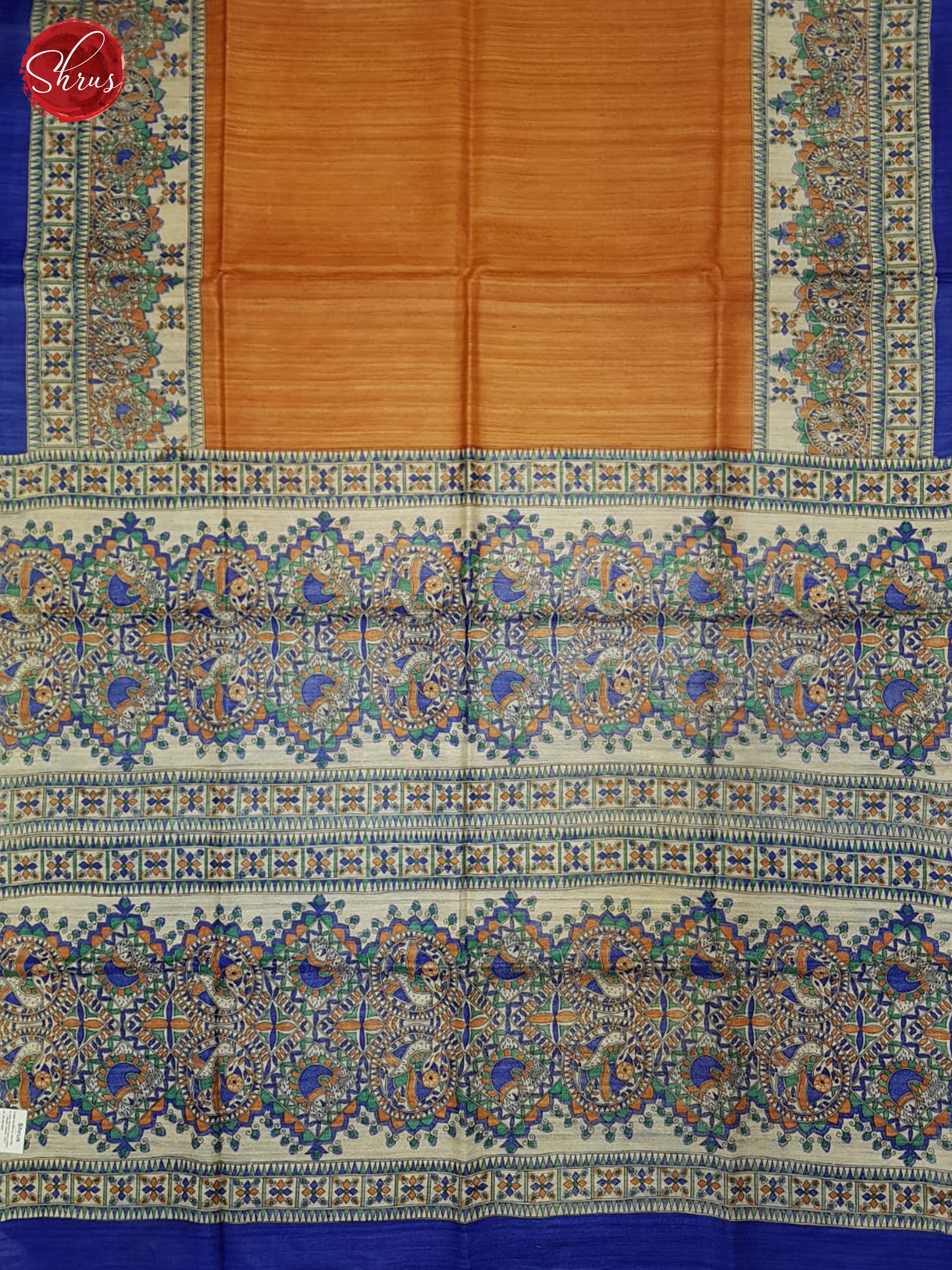Orange & Blue- Gicha Silk Saree - Shop on ShrusEternity.com