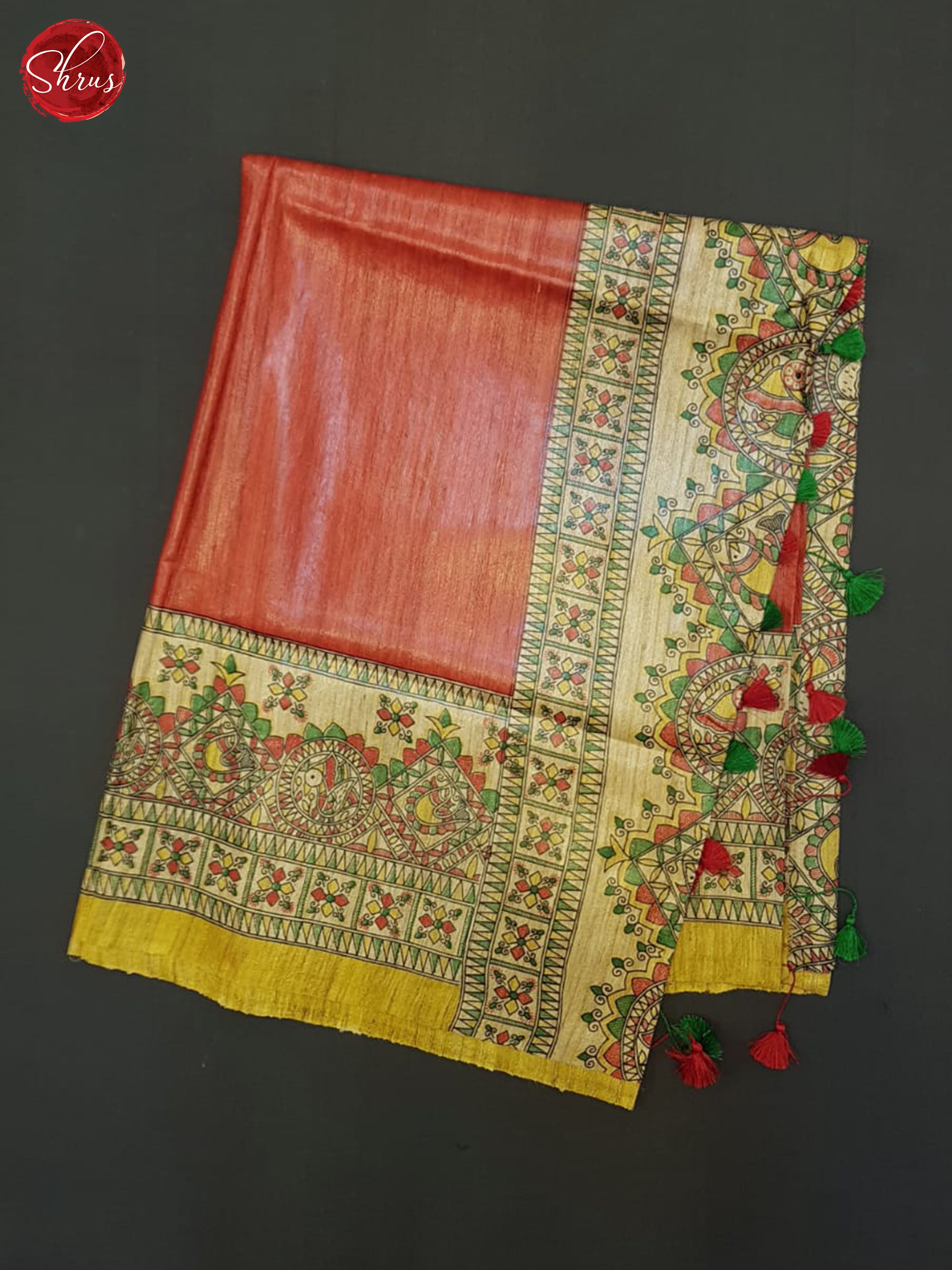 Red & Mustard - Gicha Silk Saree - Shop on ShrusEternity.com