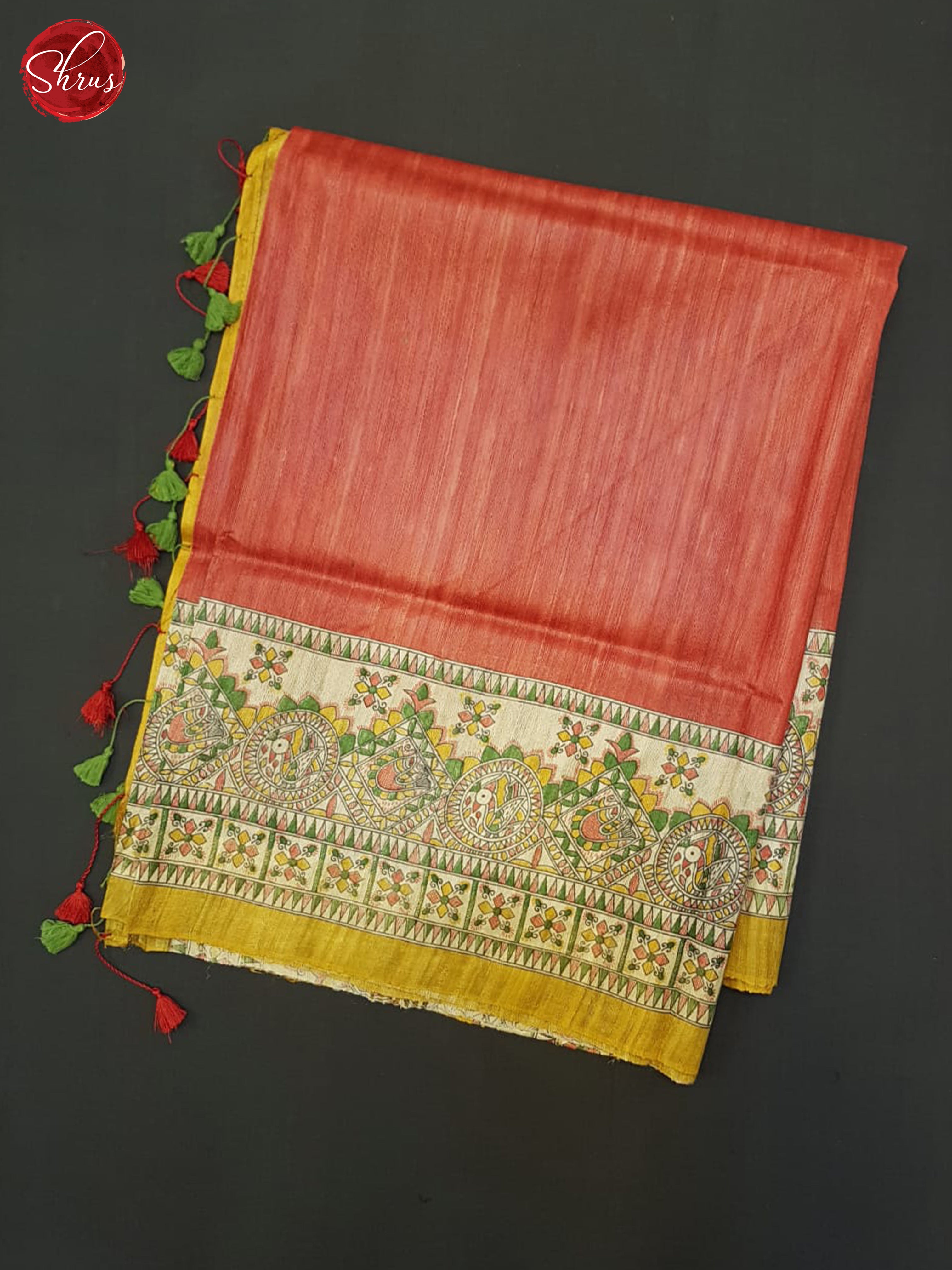 Red & Mustard - Gicha Silk Saree - Shop on ShrusEternity.com