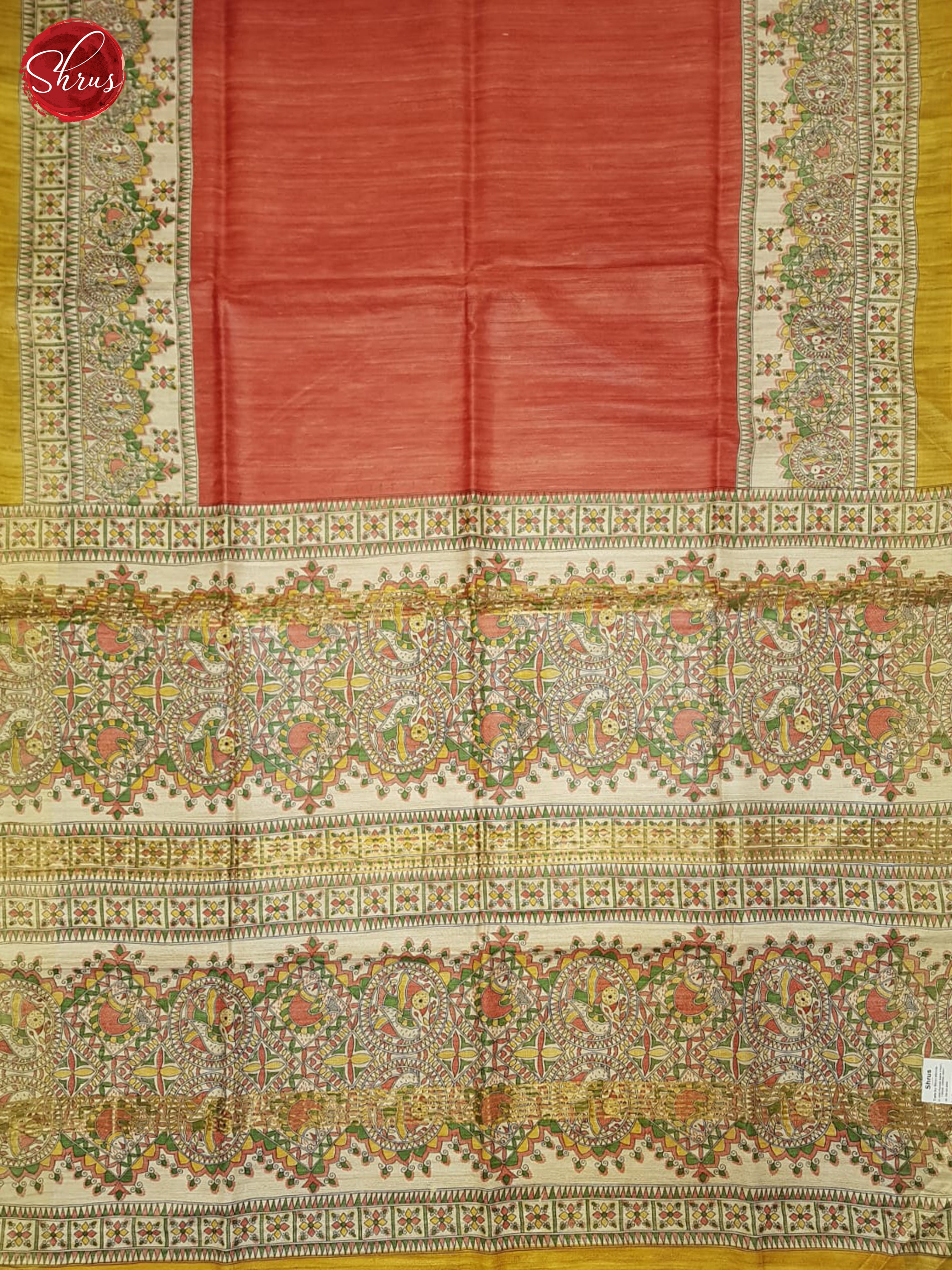 Red & Mustard - Gicha Silk Saree - Shop on ShrusEternity.com