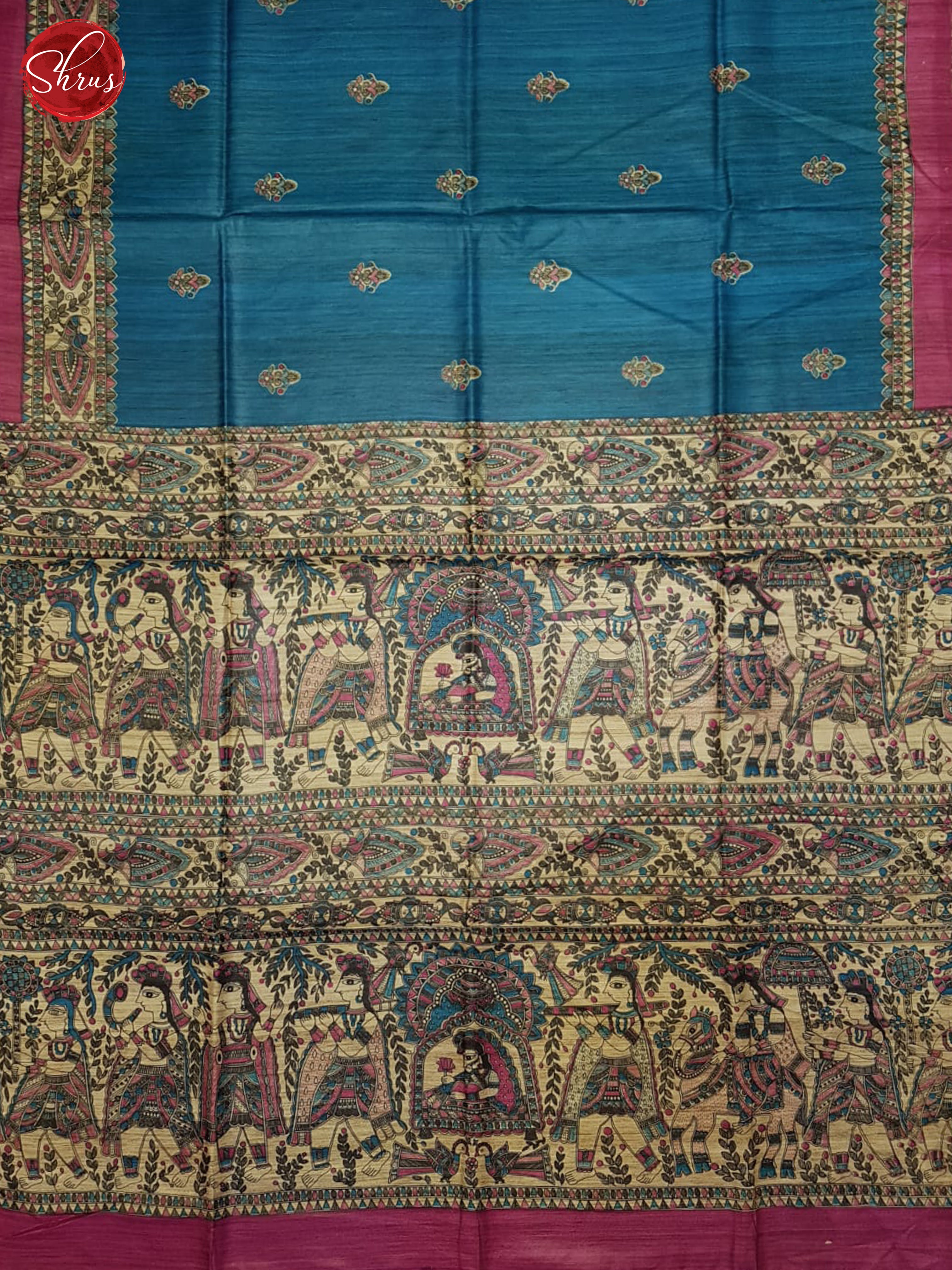 Blue & Pink - Gicha Silk Saree - Shop on ShrusEternity.com