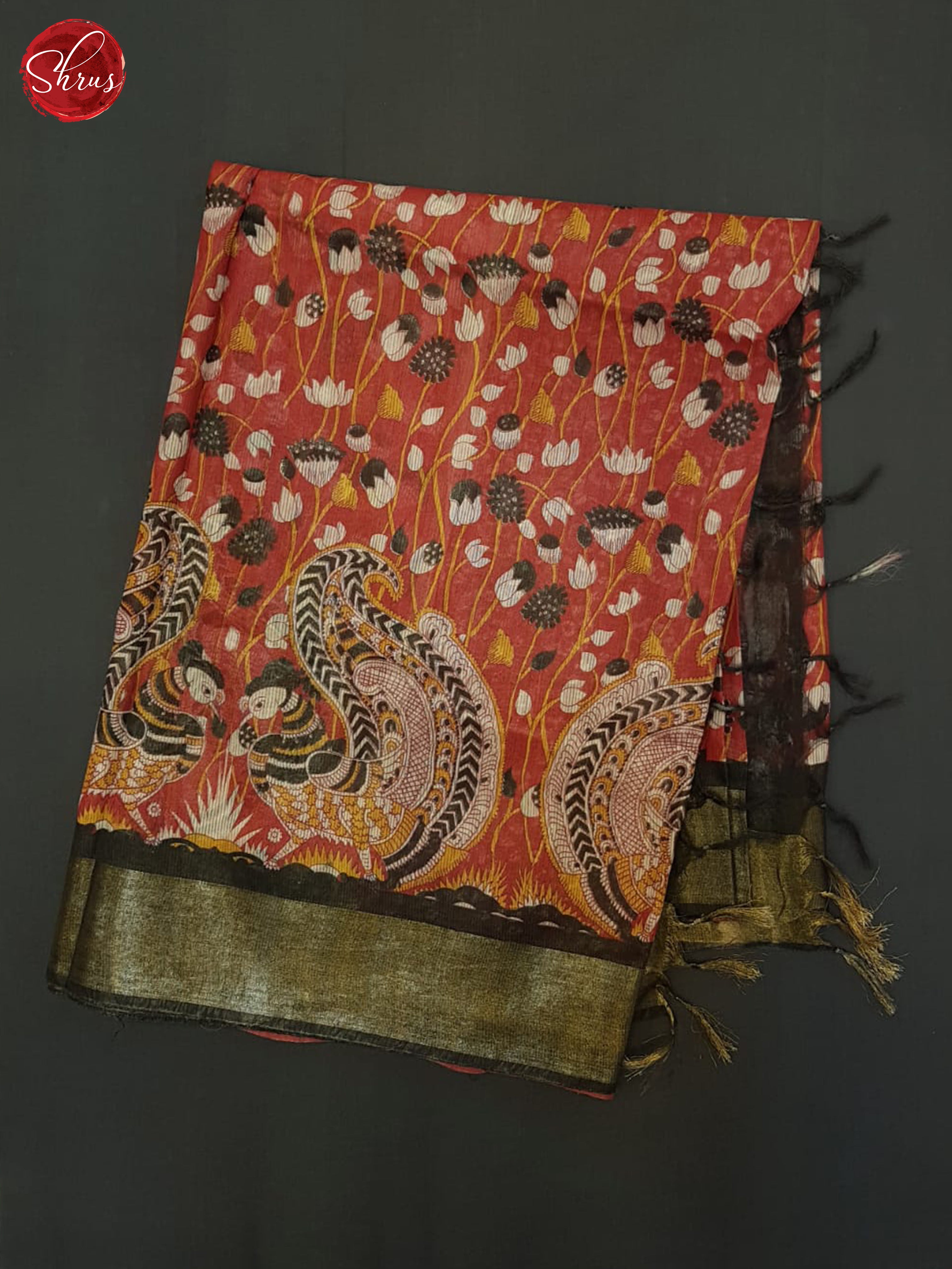 Red & Black - Semi Gicha Saree - Shop on ShrusEternity.com