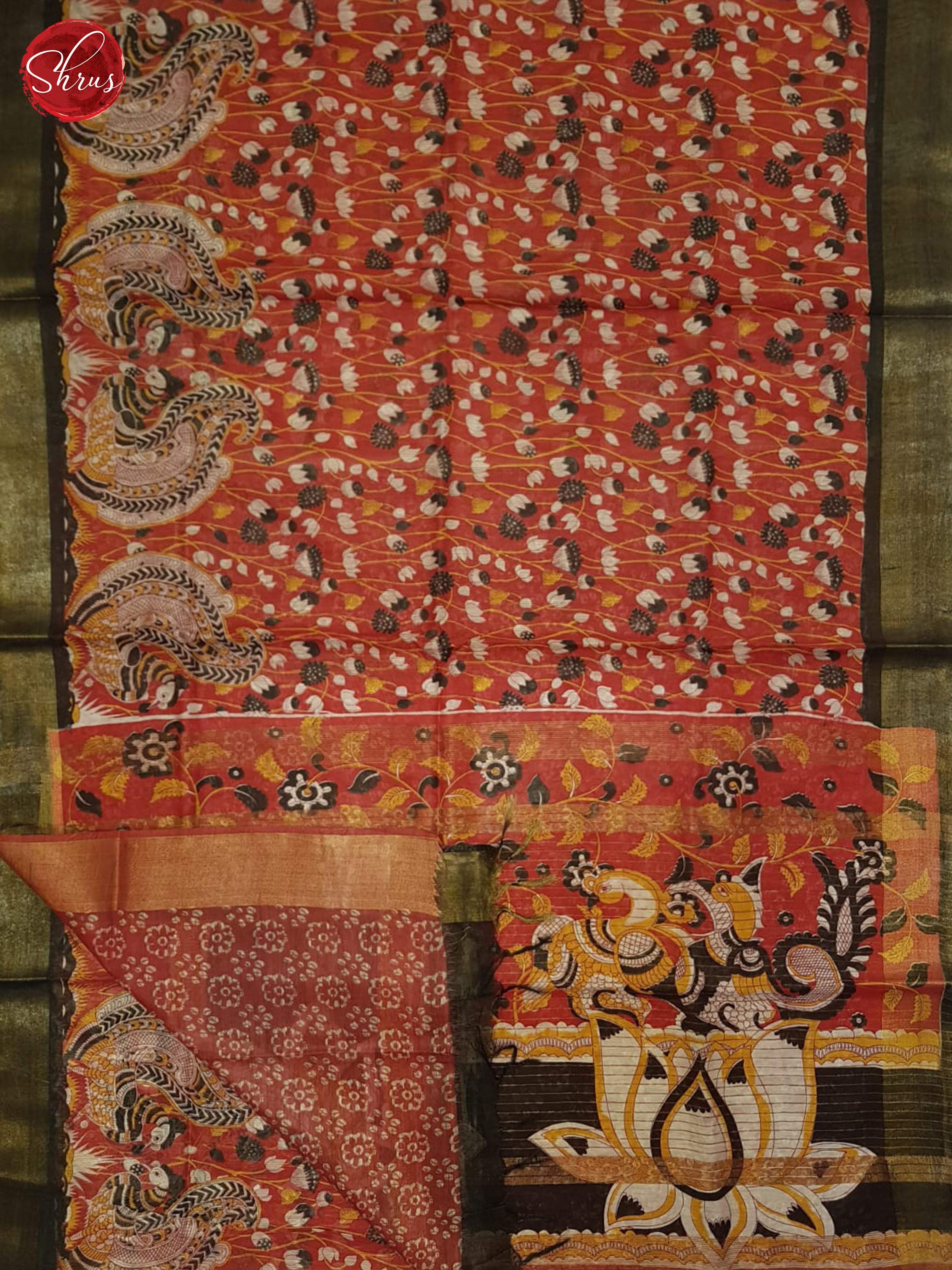 Red & Black - Semi Gicha Saree - Shop on ShrusEternity.com