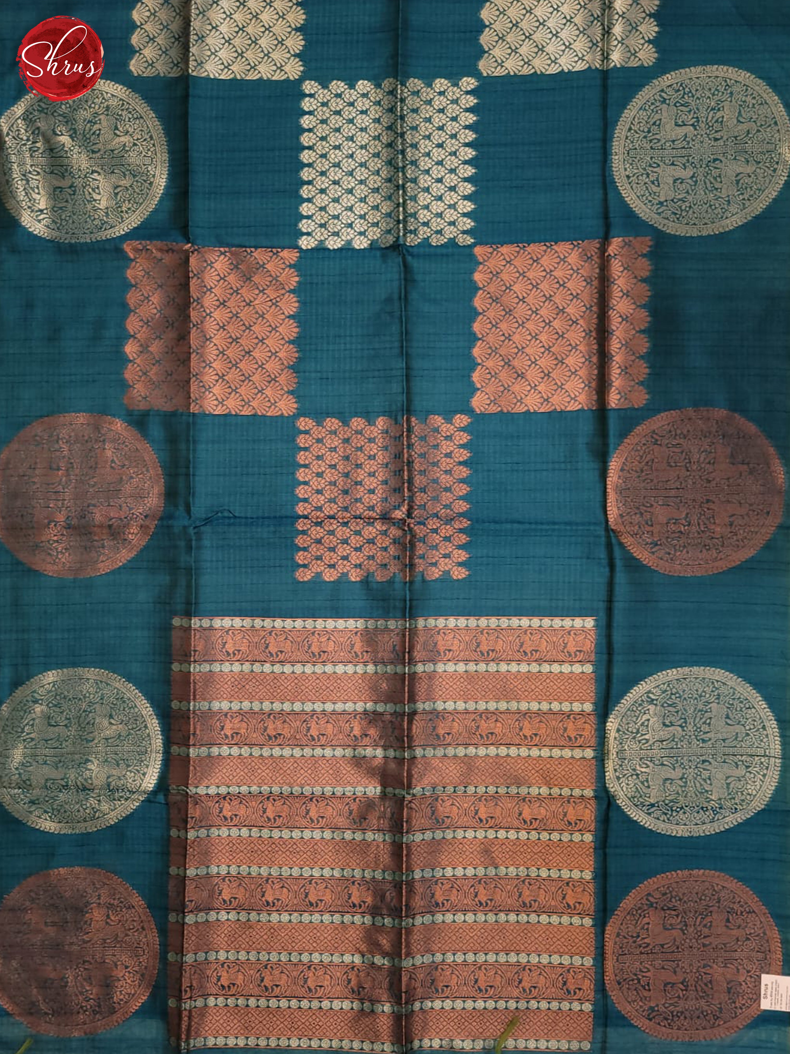 Blue(Single Tone) - Semi Dupion Saree - Shop on ShrusEternity.com