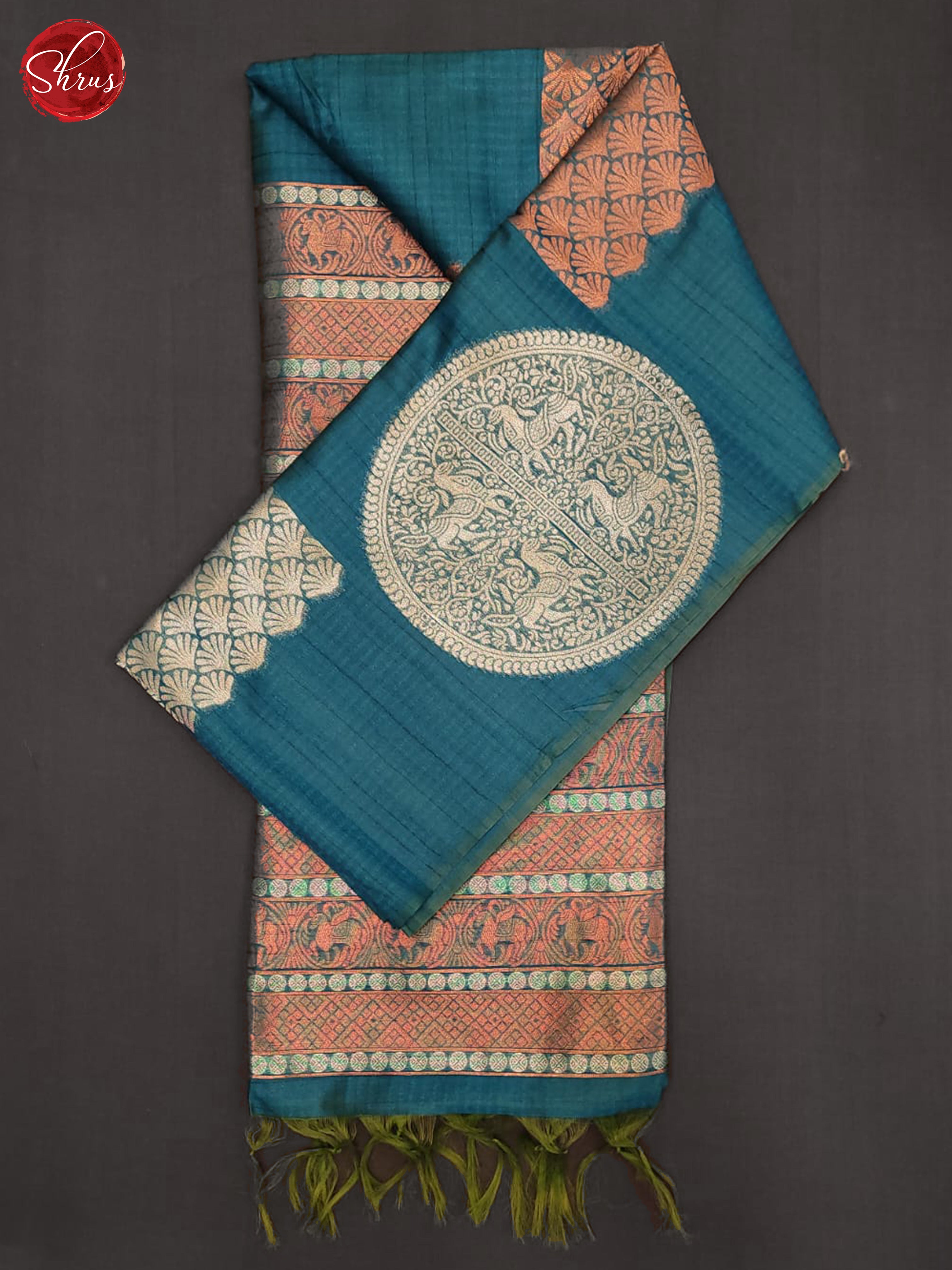 Blue(Single Tone) - Semi Dupion Saree - Shop on ShrusEternity.com