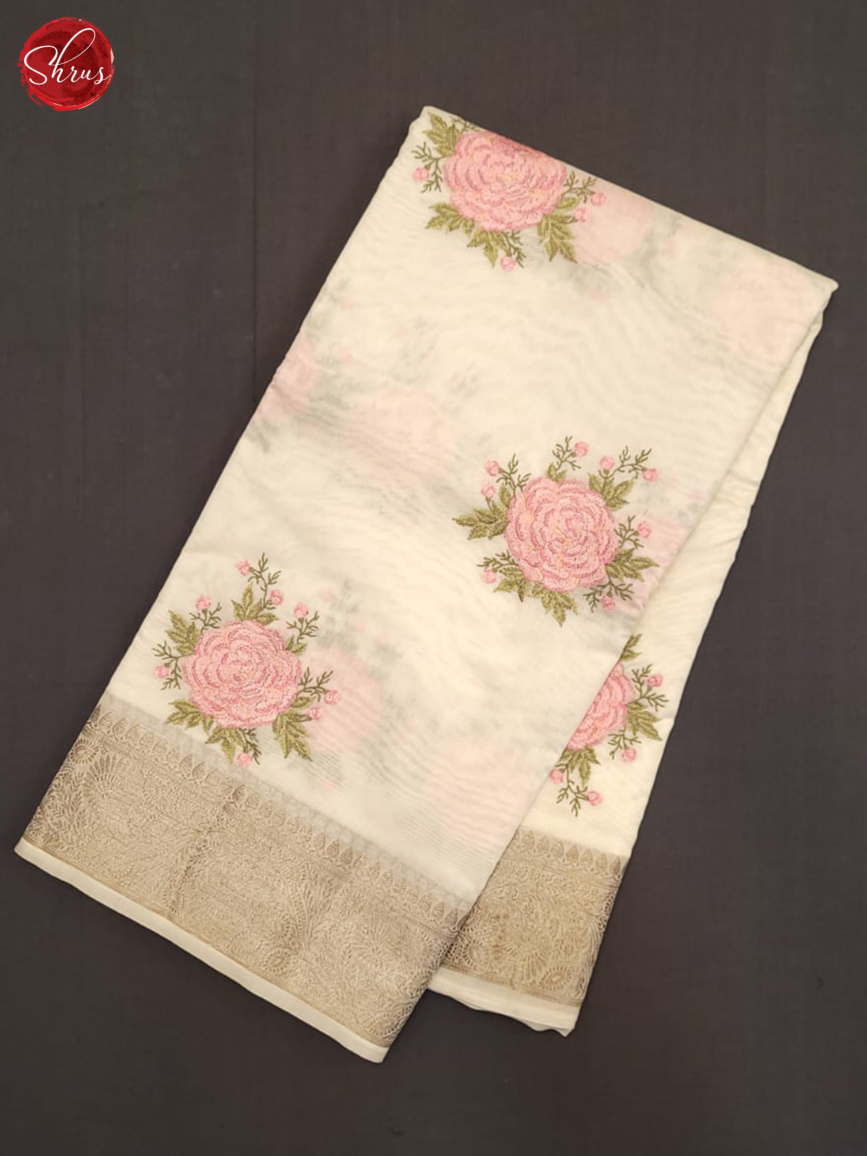 Cream(Single Tone) - Semi Chanderi Saree - Shop on ShrusEternity.com