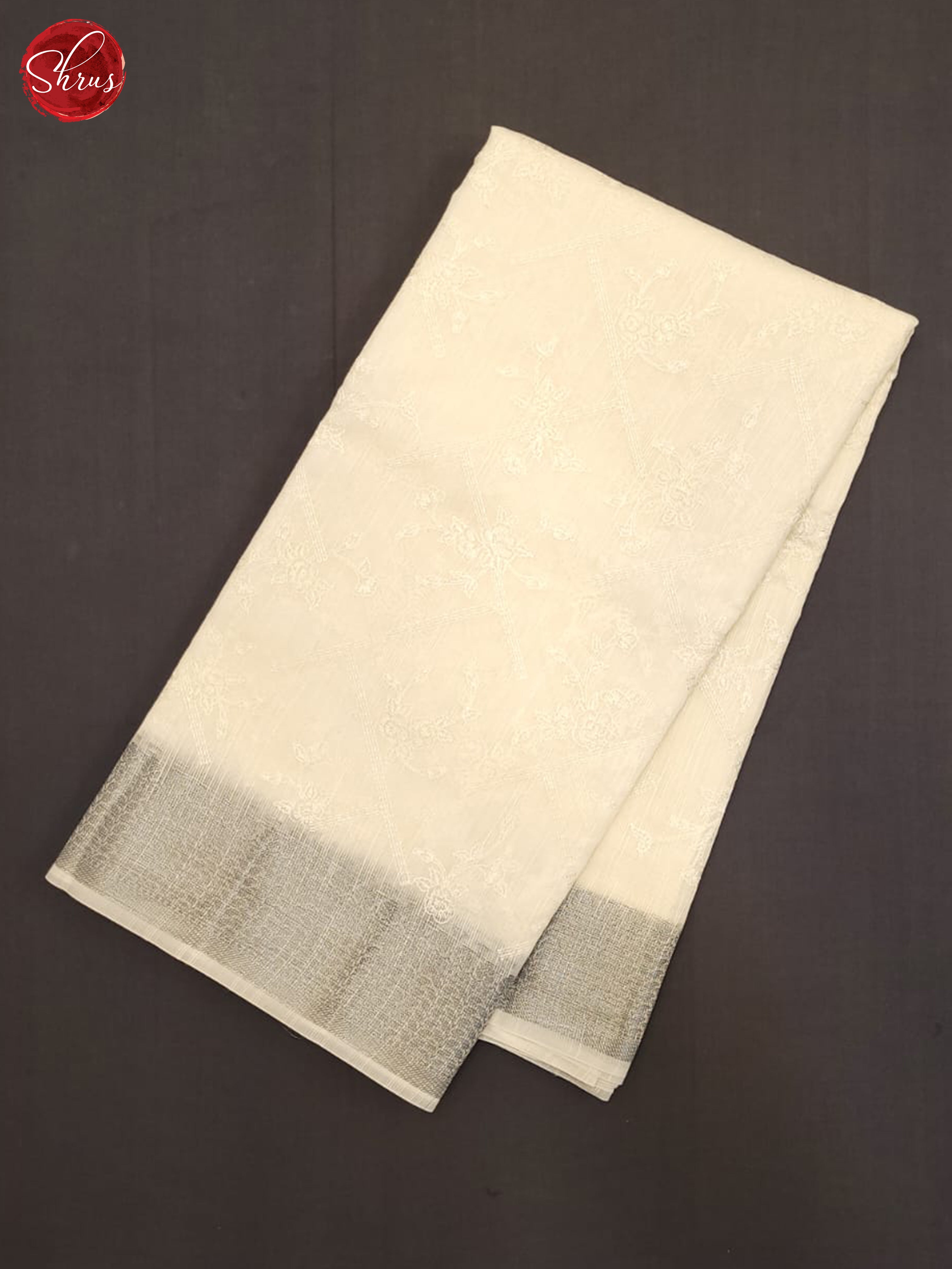 Cream(Single Tone)- Semi Chanderi Saree - Shop on ShrusEternity.com