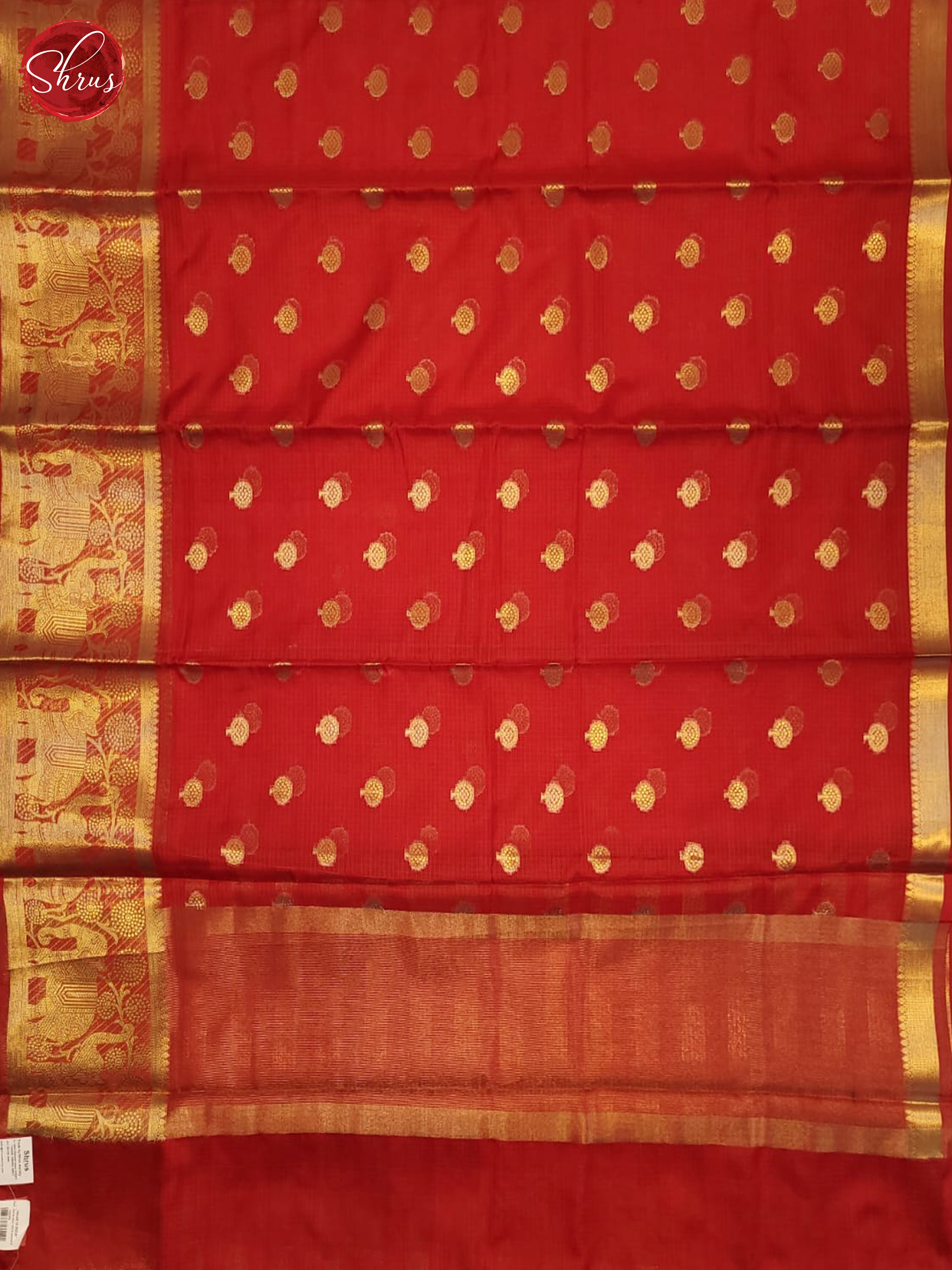 Red(Single Tone)- Semi Kota Saree - Shop on ShrusEternity.com