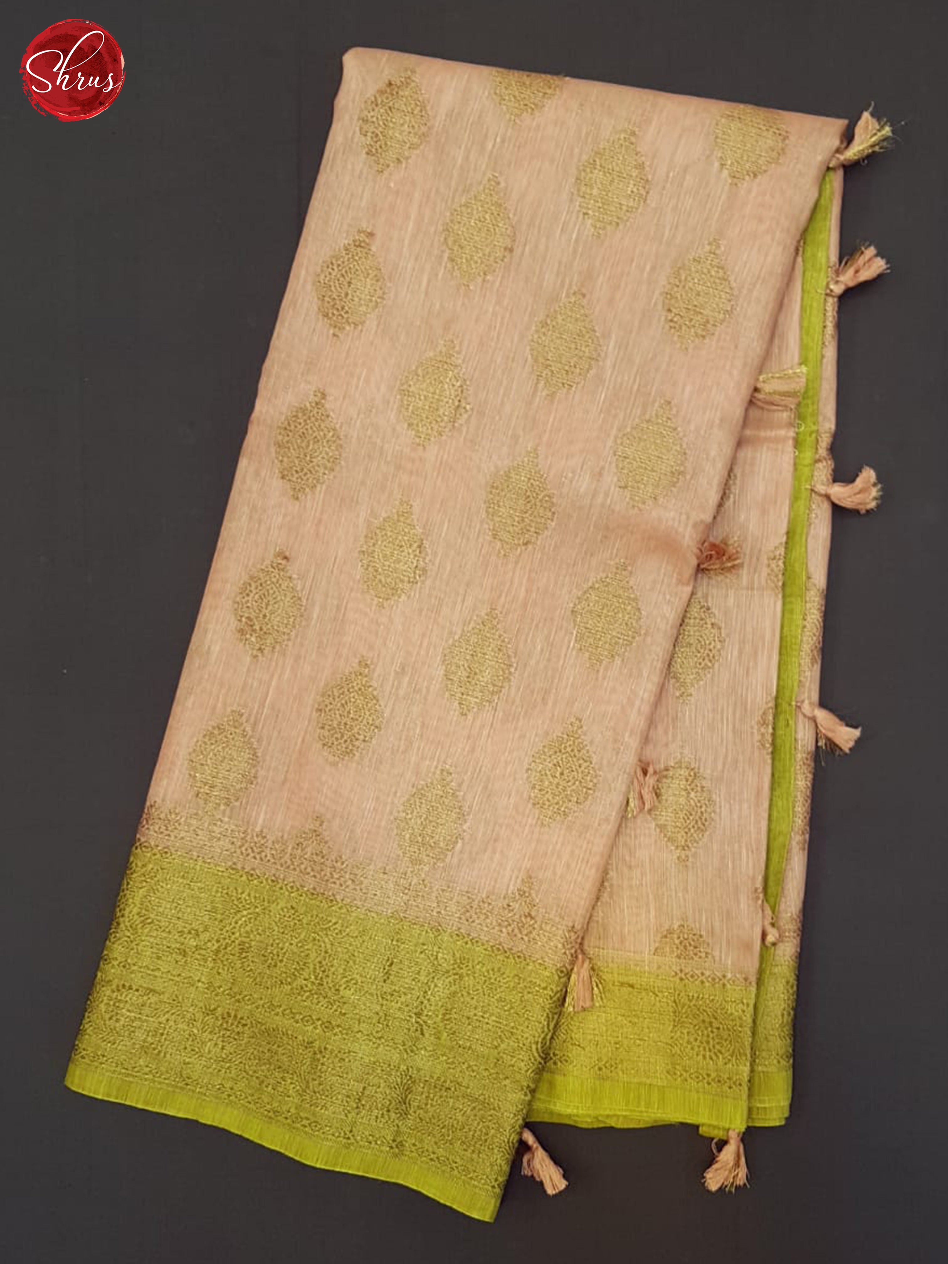 Peach & Green - Muslin Silk Saree - Shop on ShrusEternity.com