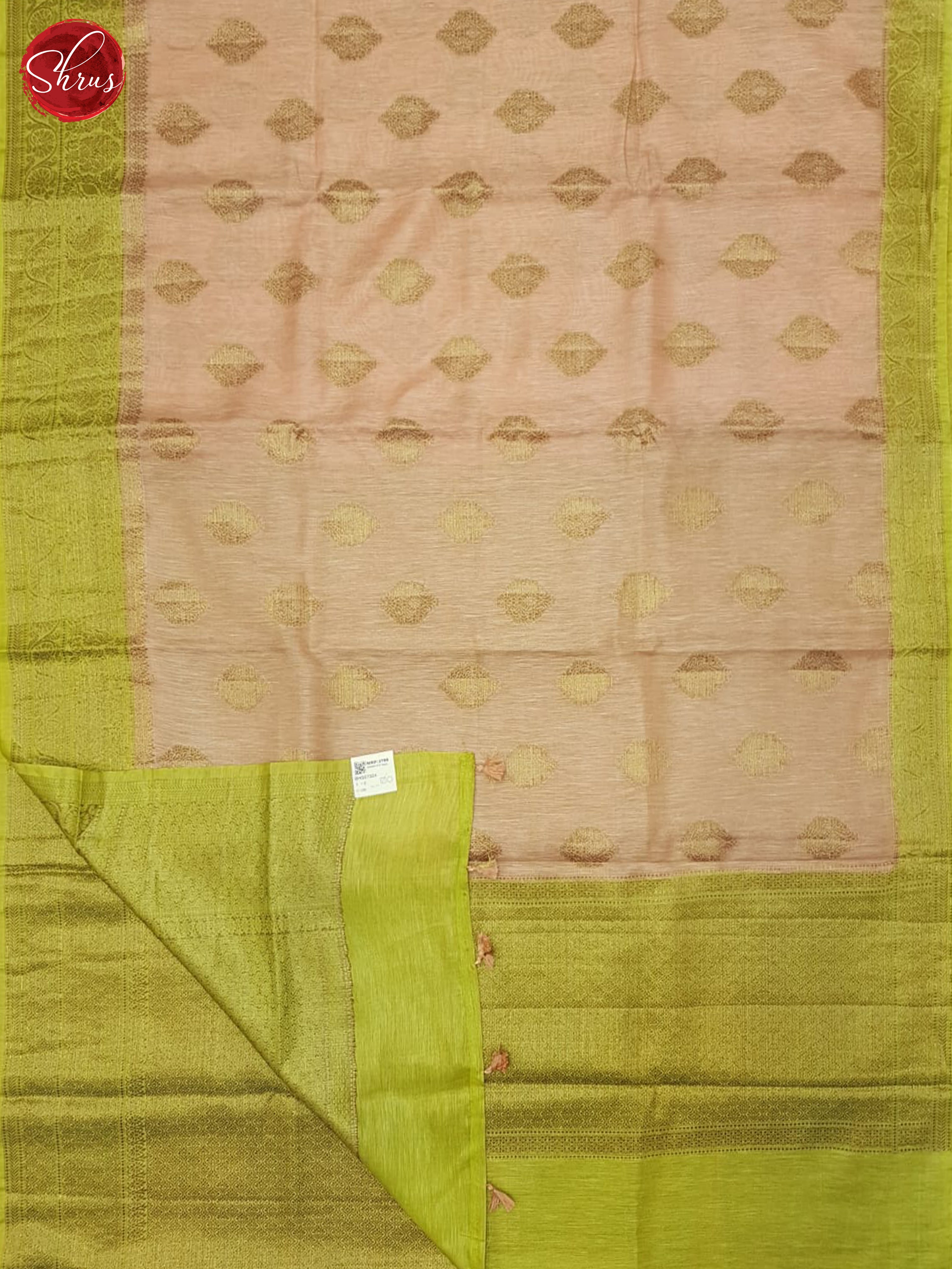 Peach & Green- Muslin Silk Saree - Shop on ShrusEternity.com