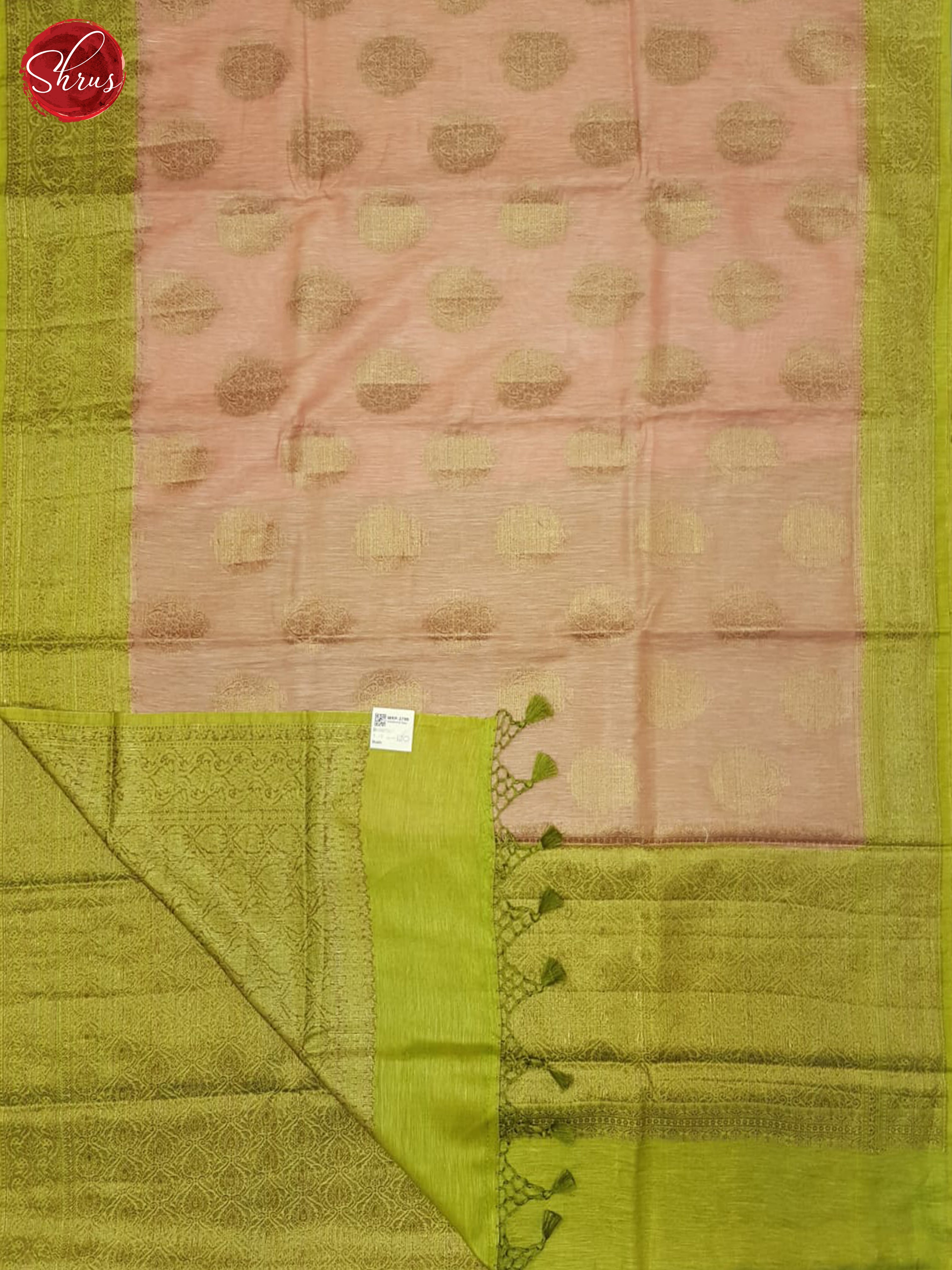 Pink & Green- Muslin Silk Saree - Shop on ShrusEternity.com