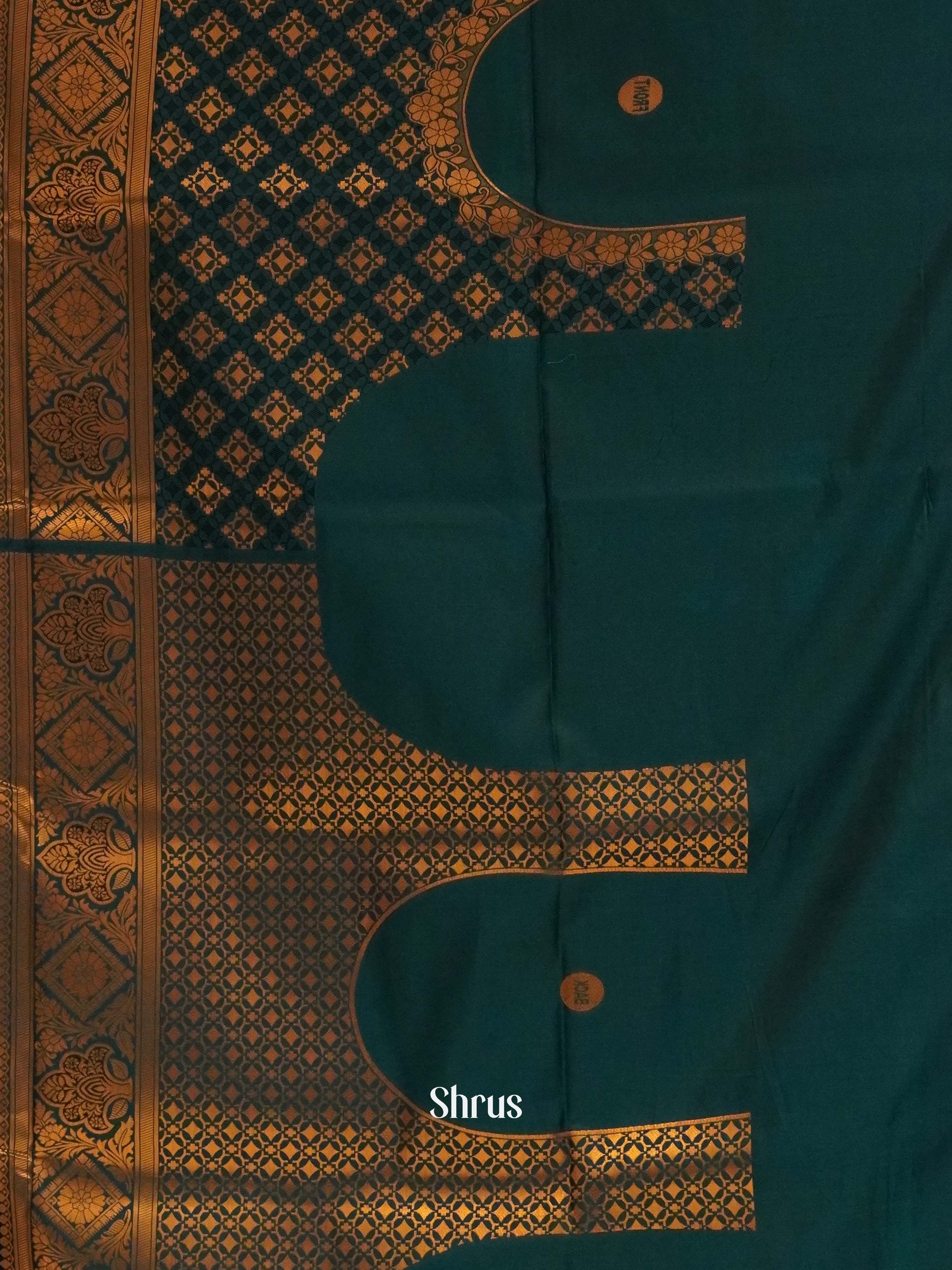 Peacock Blue(SIngle Tone) - Semi Kanchipuram Saree - Shop on ShrusEternity.com