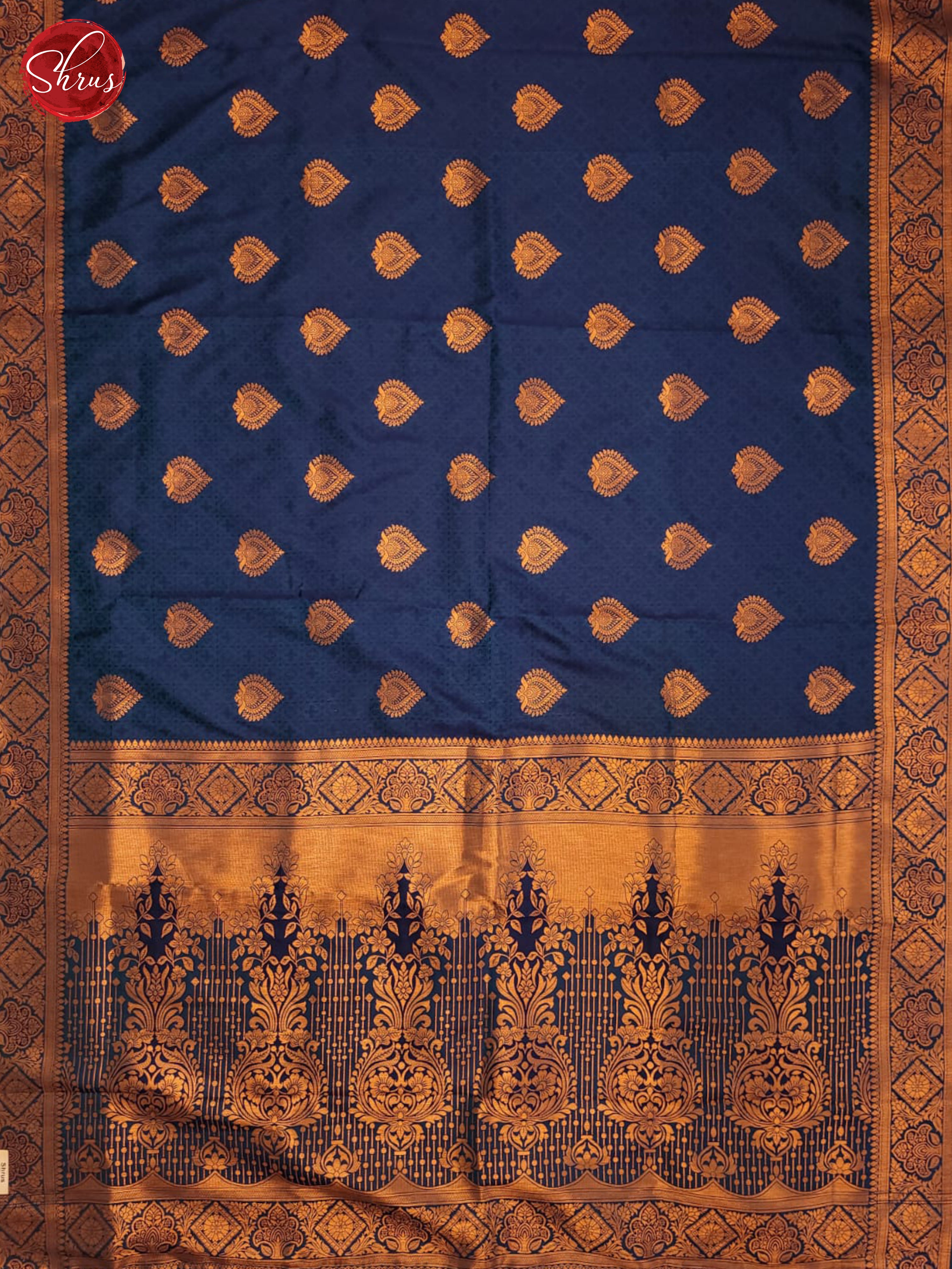 Blue(Single Tone) - Semi Kanchipuram Saree - Shop on ShrusEternity.com