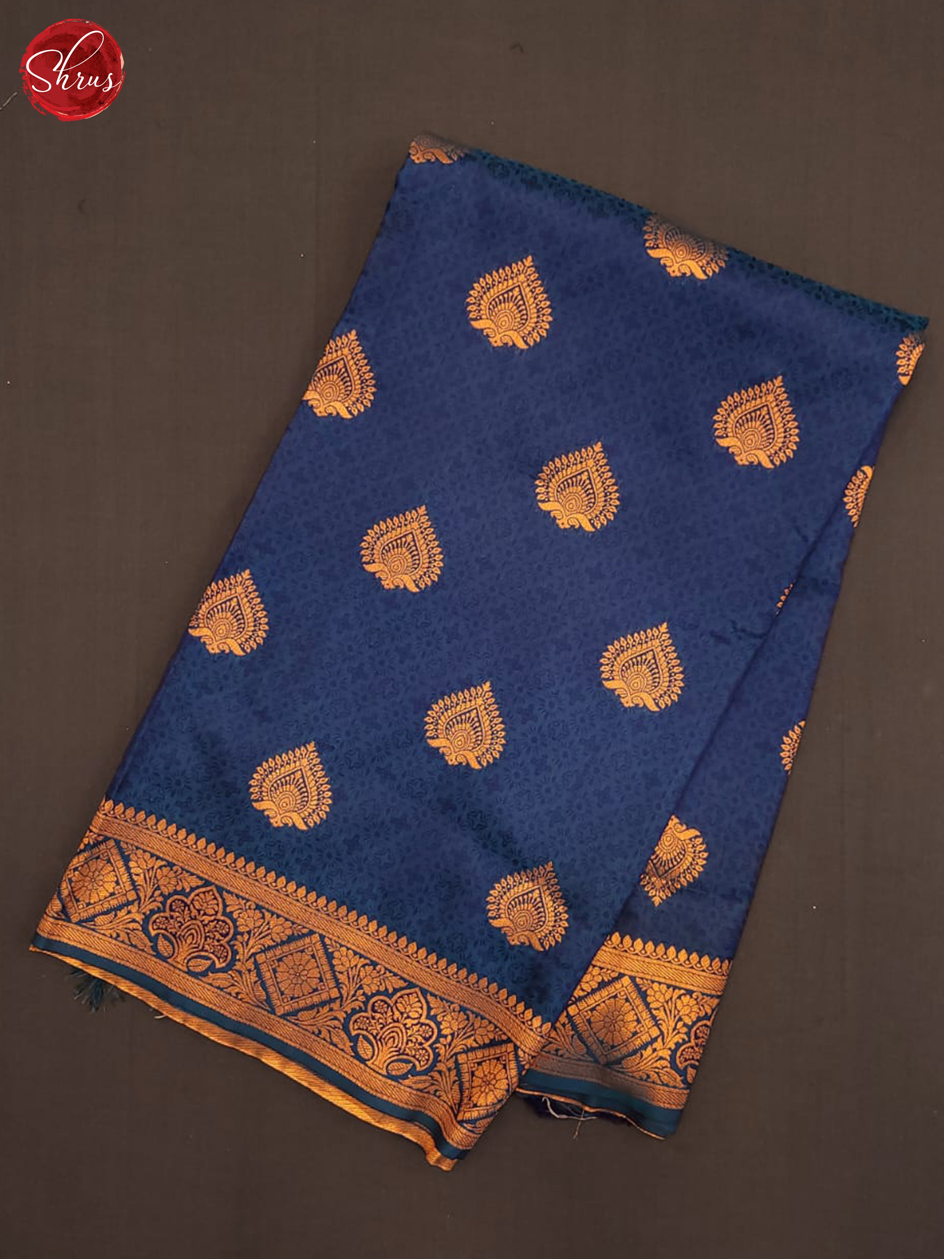 Blue(Single Tone) - Semi Kanchipuram Saree - Shop on ShrusEternity.com