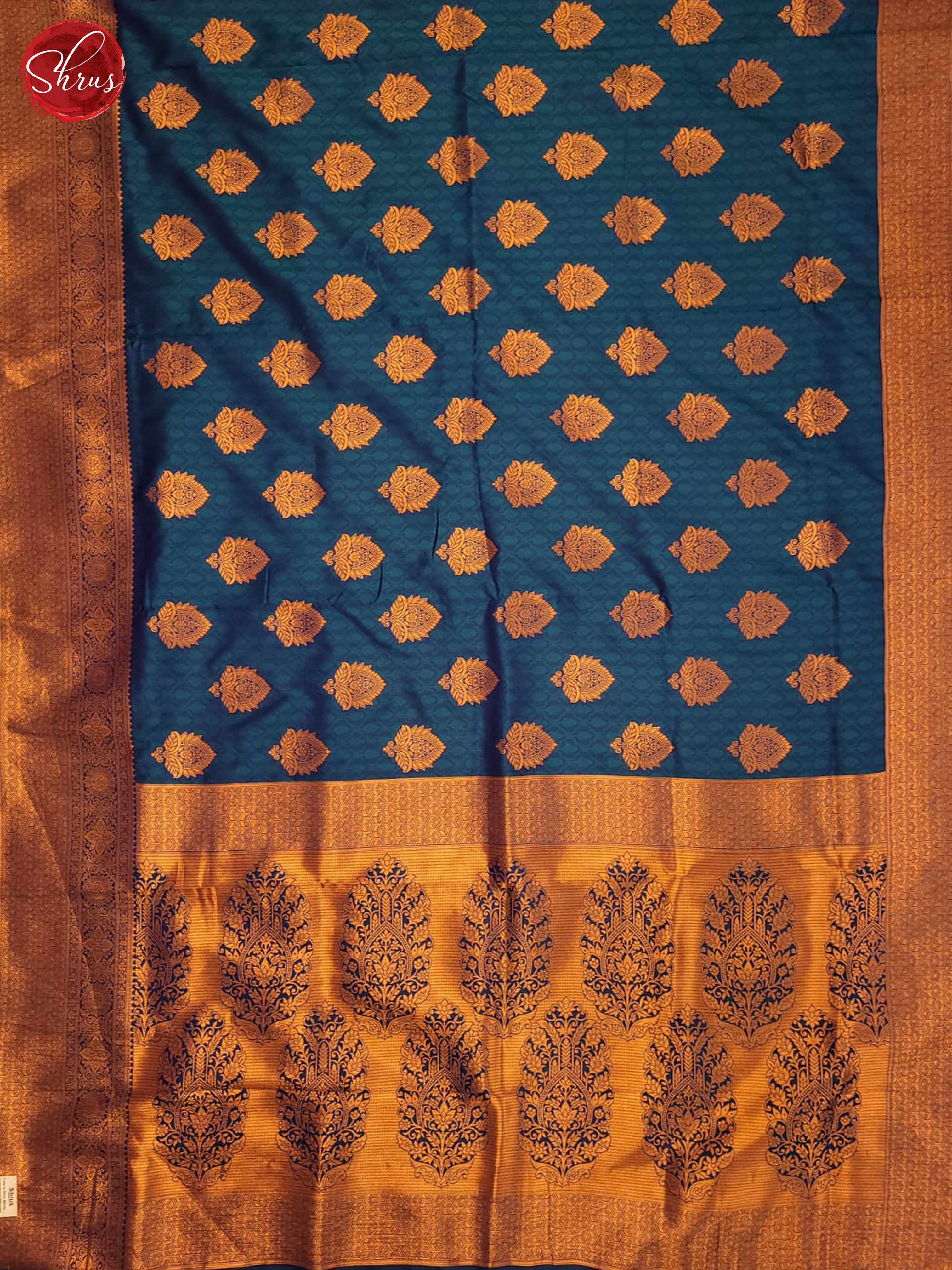 Blue(Single Tone) - Semi Kanchipuram Saree - Shop on ShrusEternity.com