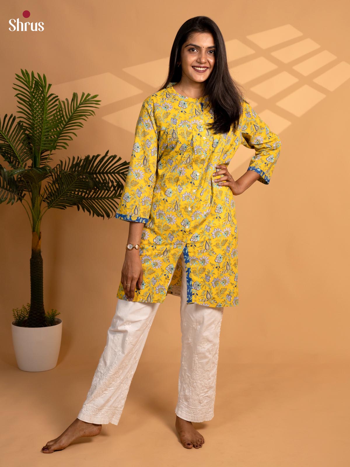 Yellow - Readymade kurti - Shop on ShrusEternity.com