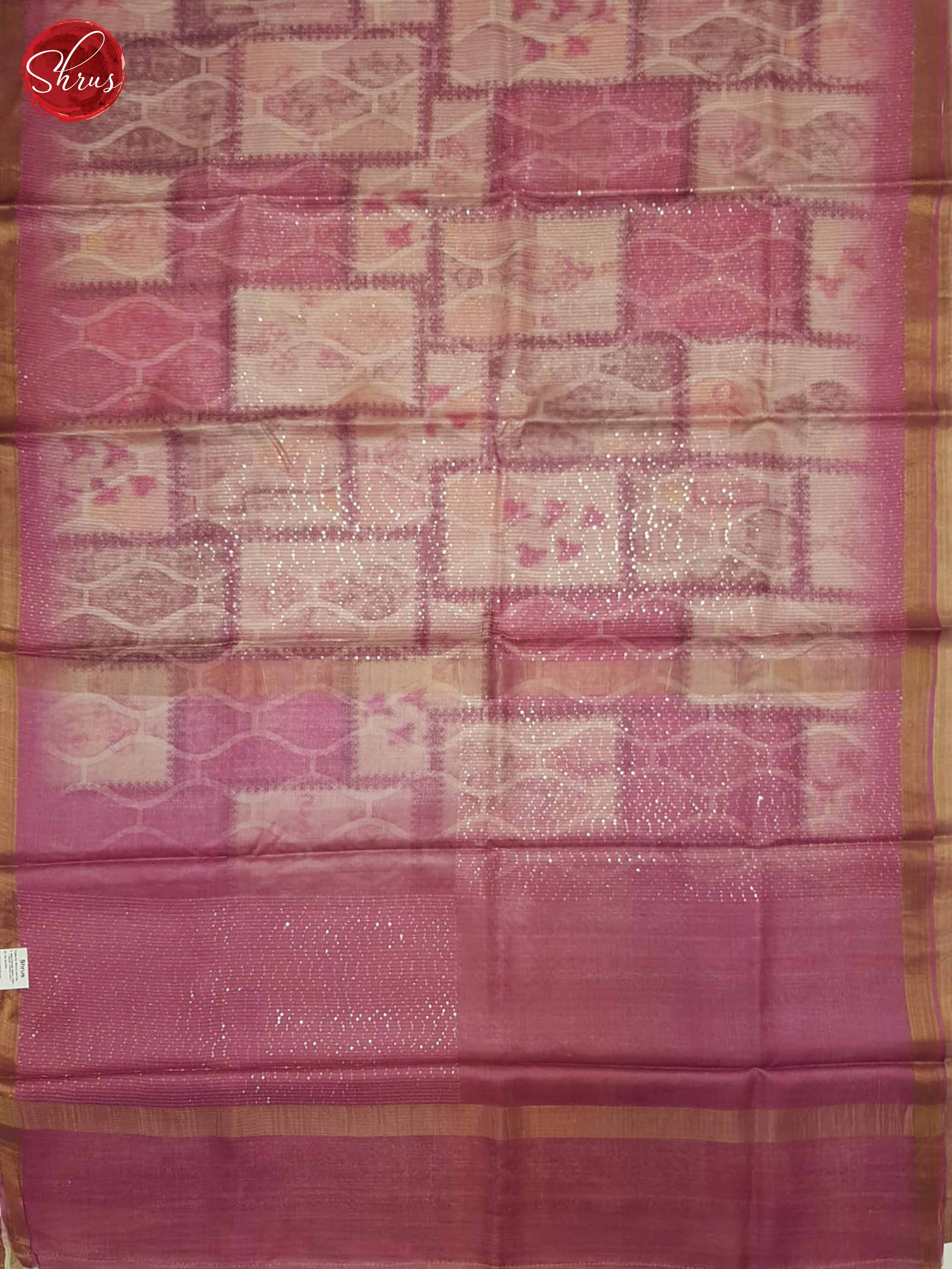 Cream & Pink - Tussar Saree - Shop on ShrusEternity.com