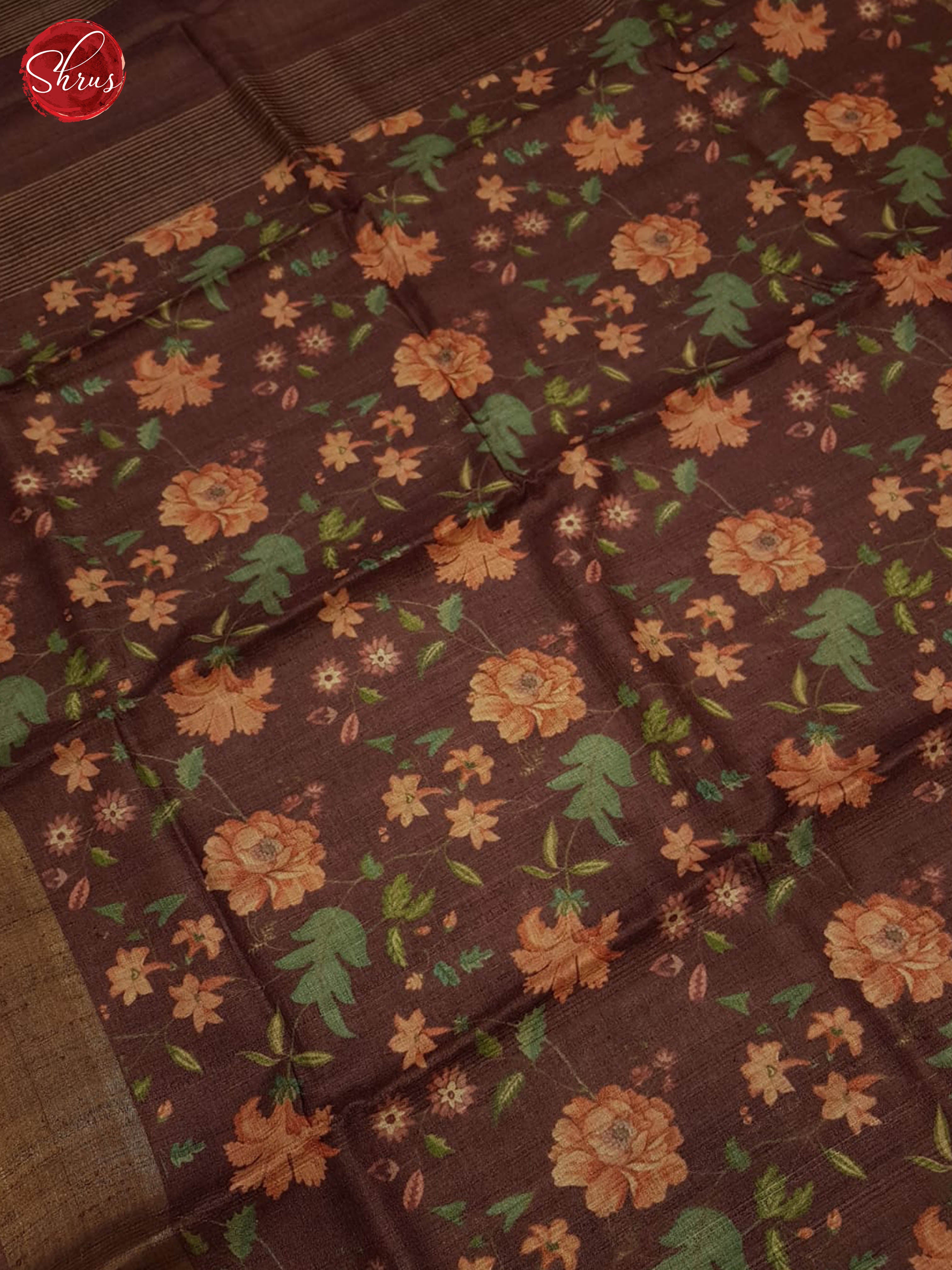 Brown(Single Tone)- Tussar Silk Saree-2