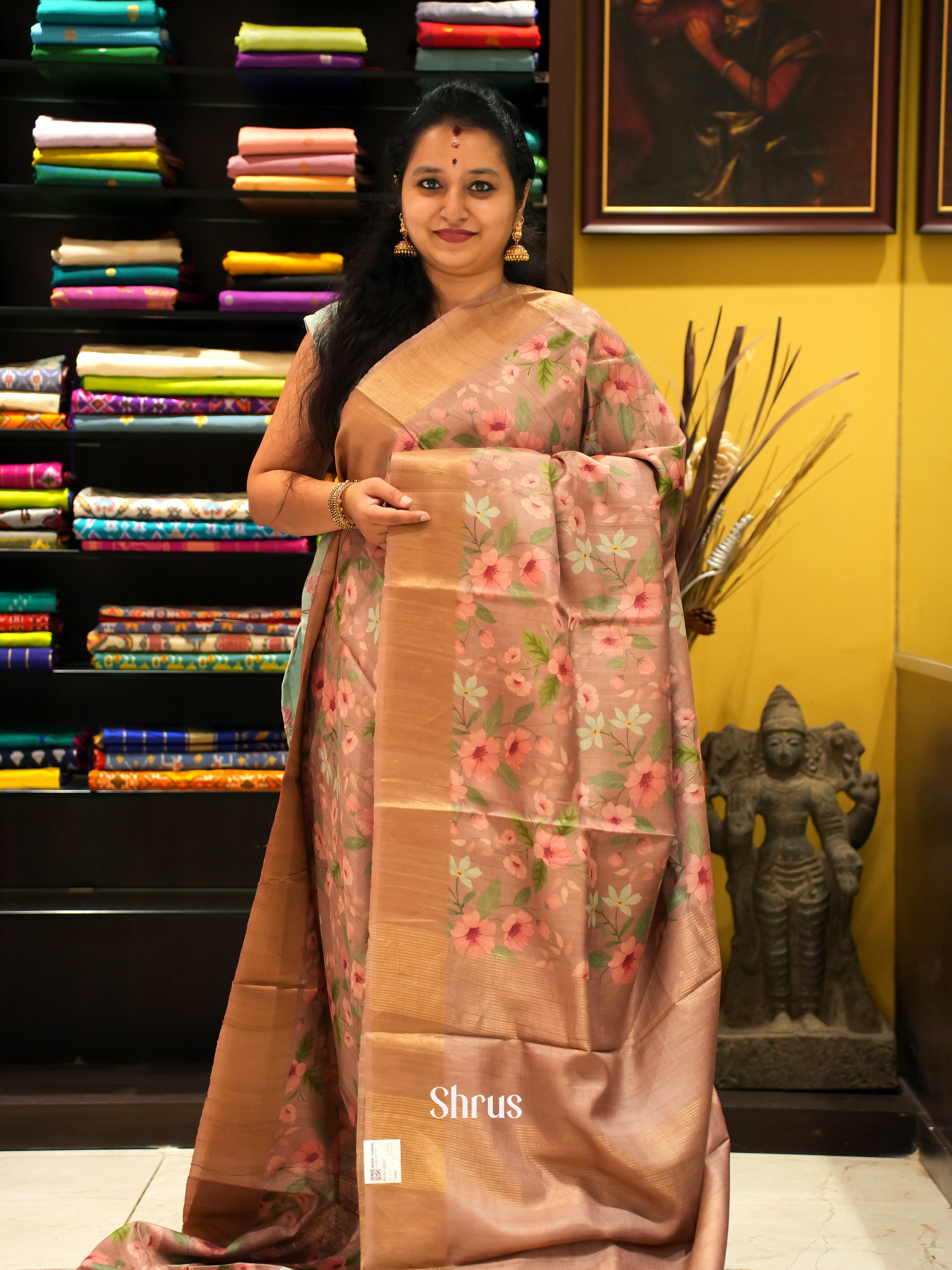 Brown(Single Tone) - Tussar Saree - Shop on ShrusEternity.com