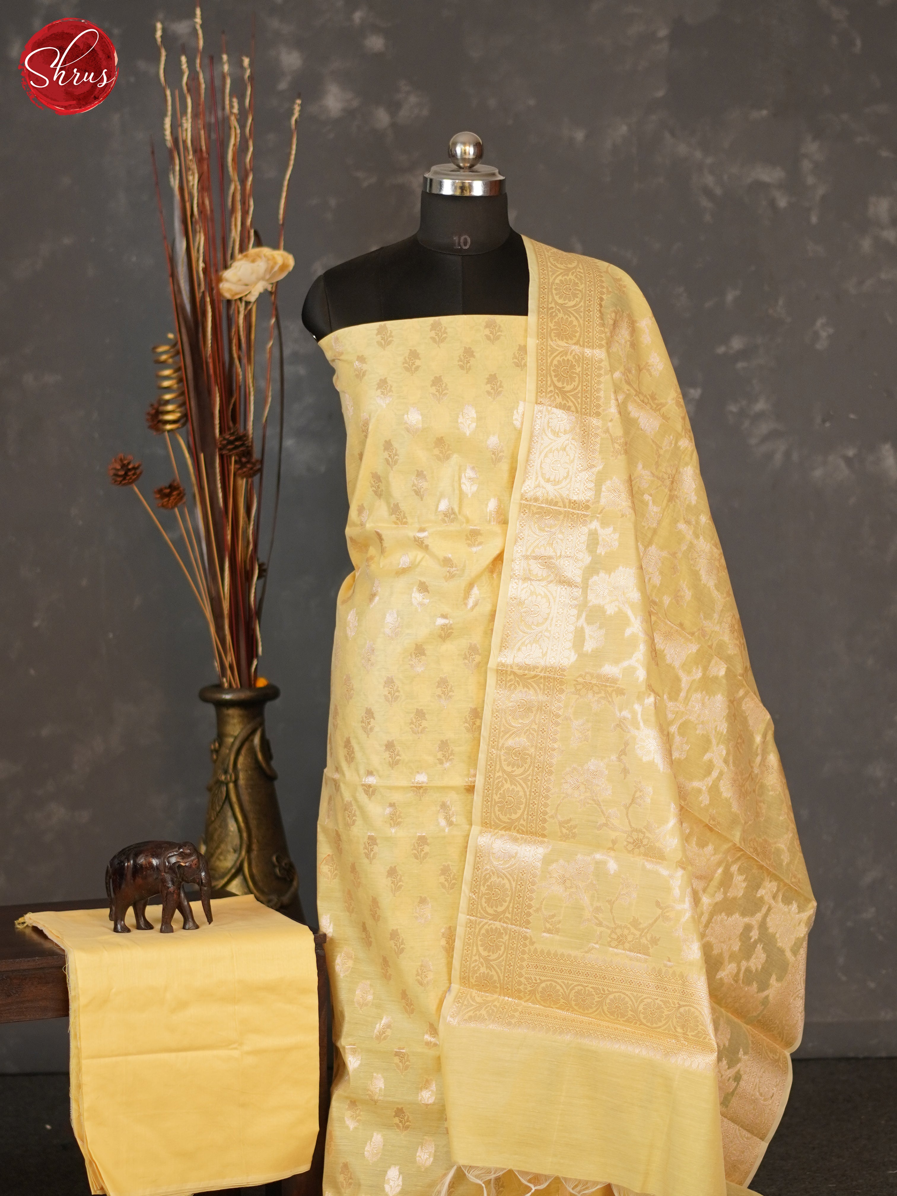 Yellow - Semi banaras salwar - Shop on ShrusEternity.com