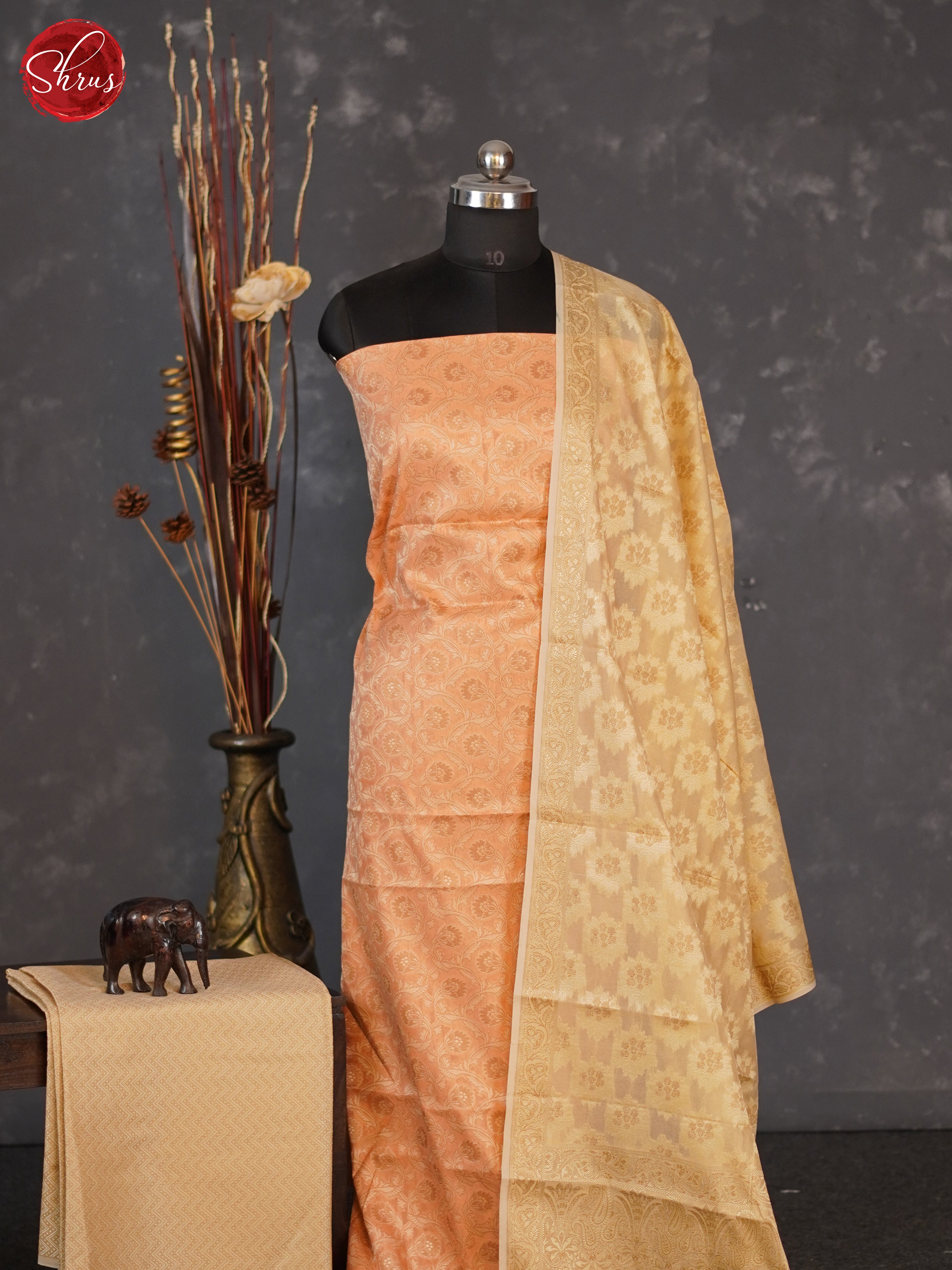 Peach & Brown - Semi banaras salwar - Shop on ShrusEternity.com