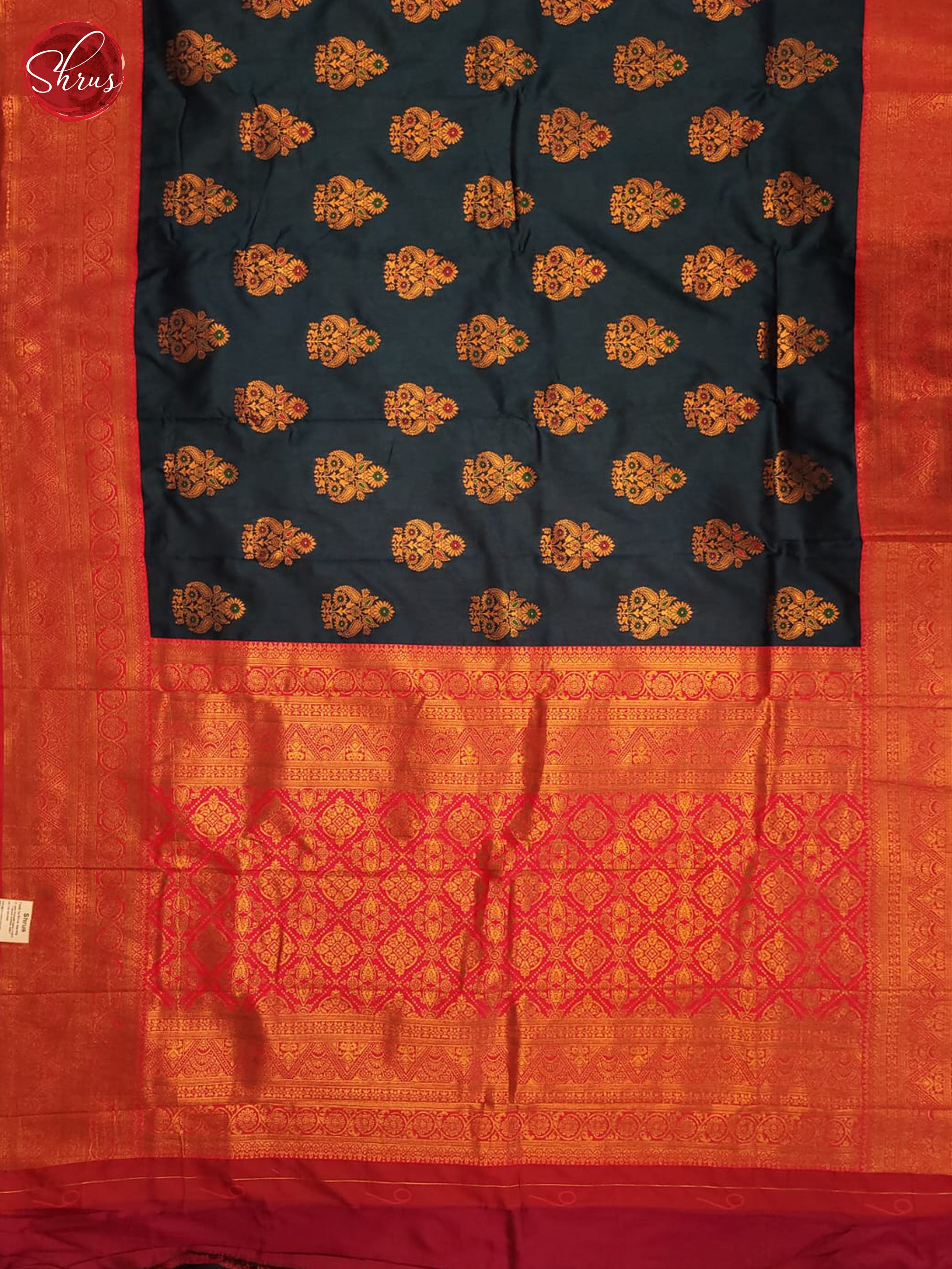 Peacock Blue & Orange - Semi Softsilk Saree - Shop on ShrusEternity.com