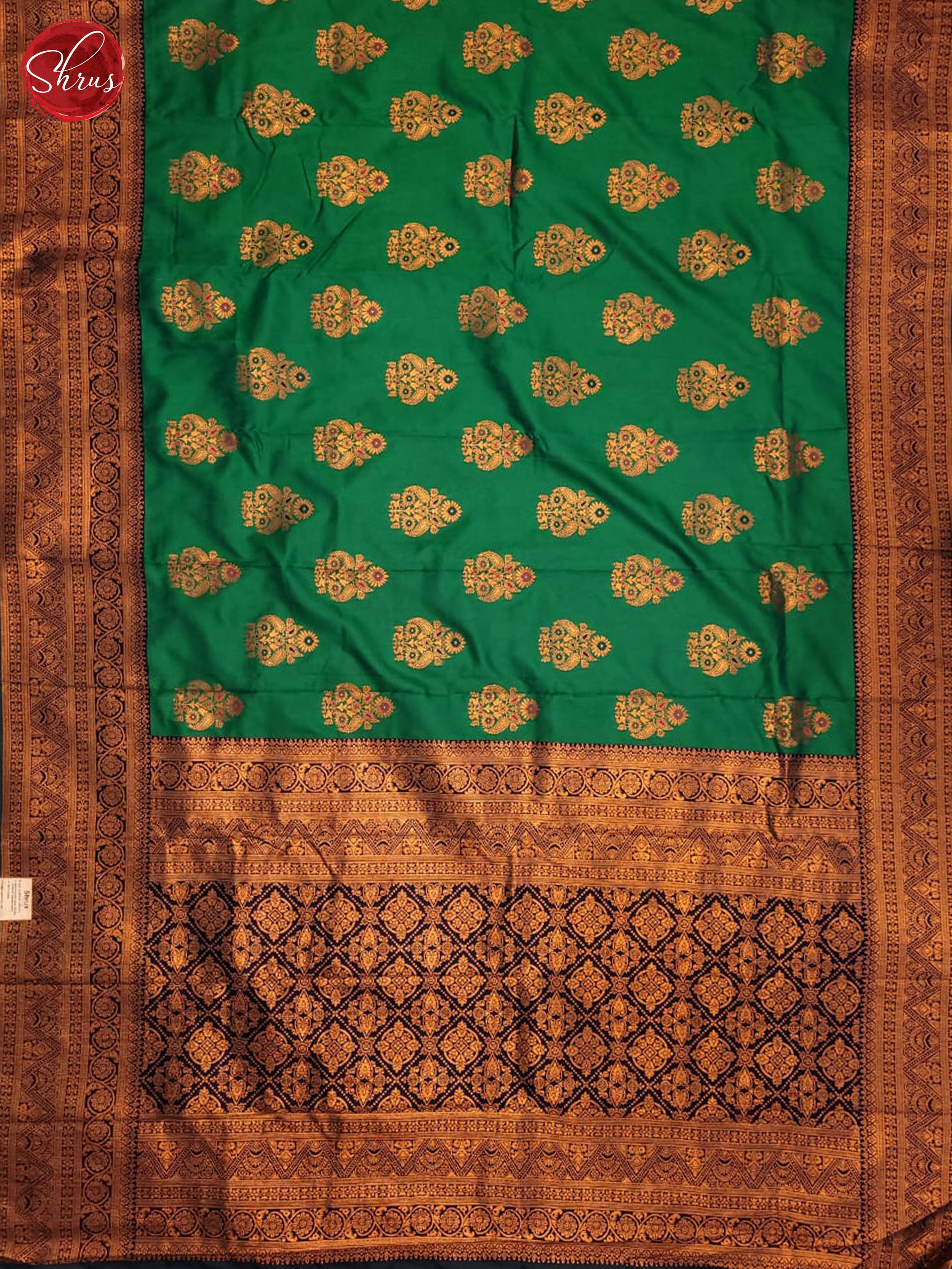 Green & Blue - Semi Softsilk Saree - Shop on ShrusEternity.com