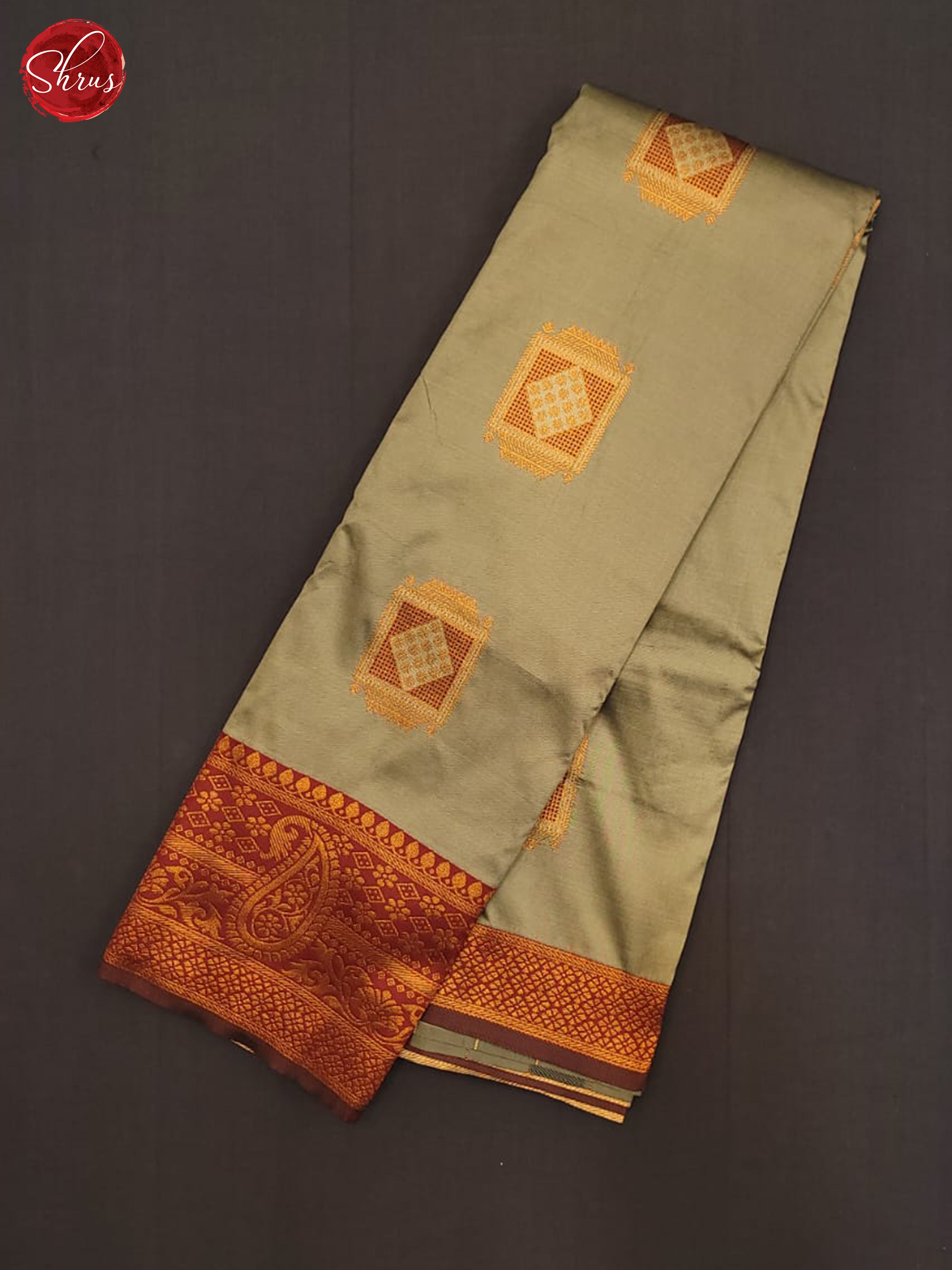 Grey & Maroon - Semi Softsilk Saree - Shop on ShrusEternity.com