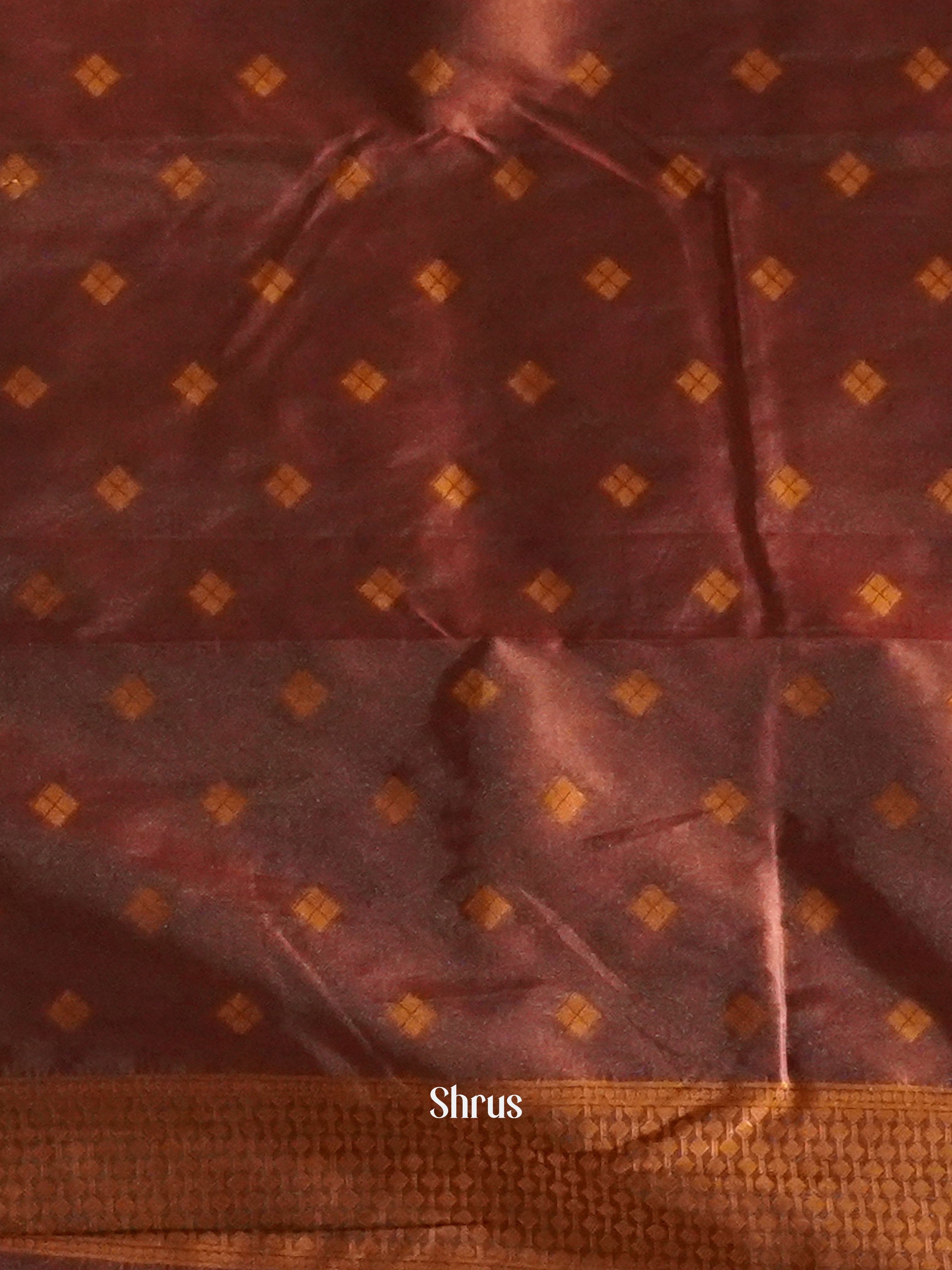 Grey & Maroon - Semi Softsilk Saree - Shop on ShrusEternity.com