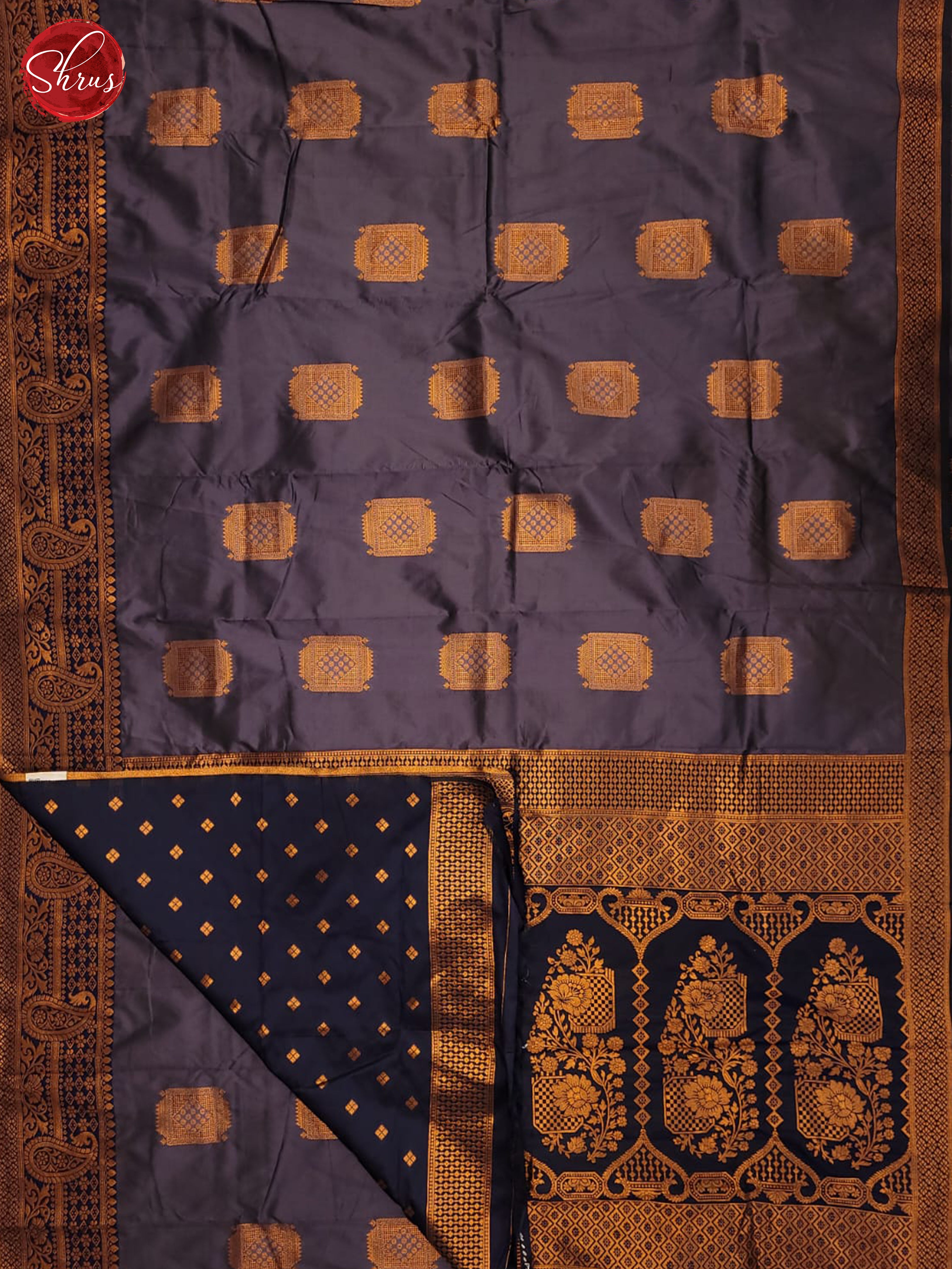 Grey & Blue - Semi Softsilk Saree - Shop on ShrusEternity.com