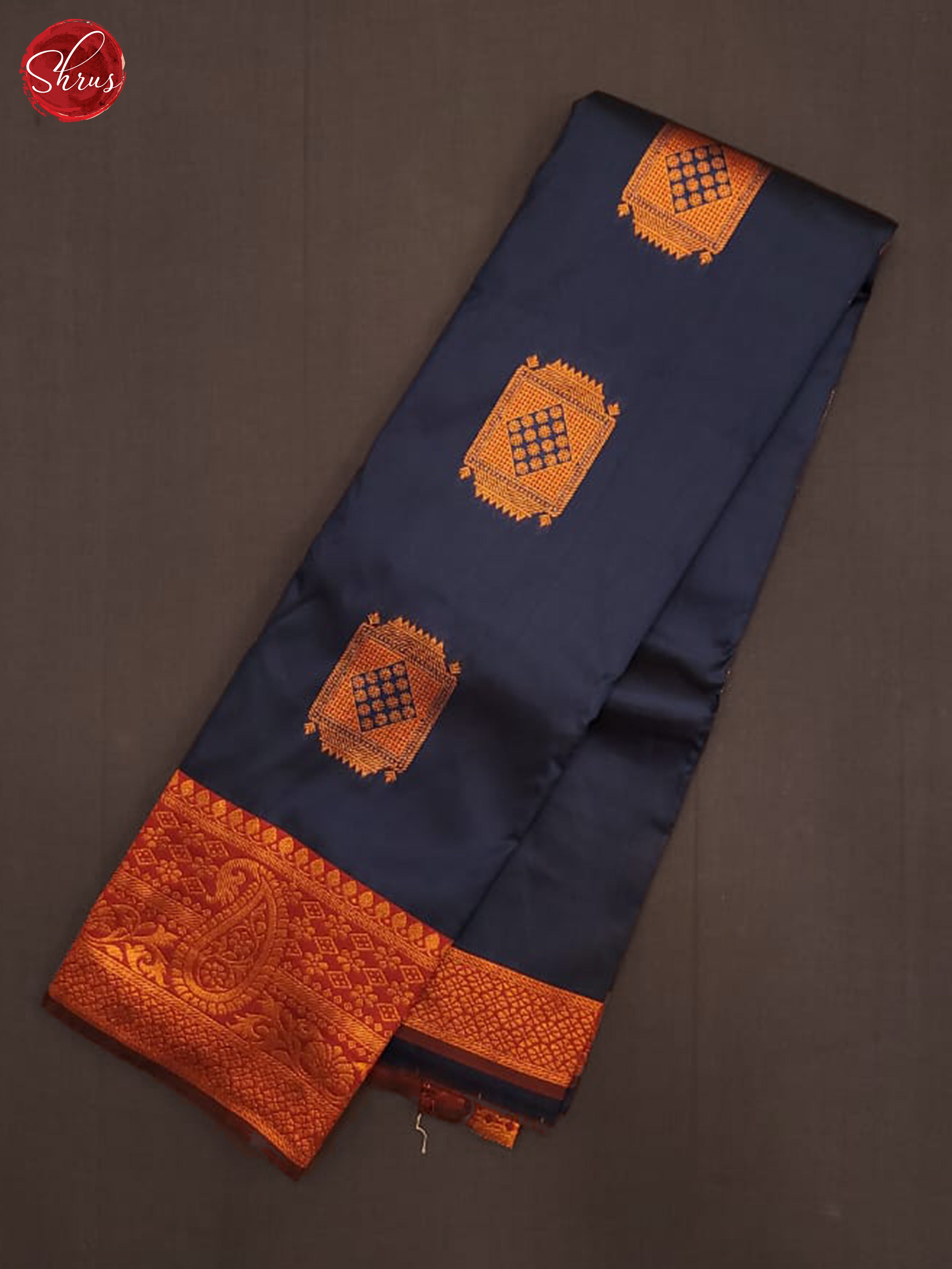 German Blue & Brown - Semi Softsilk Saree - Shop on ShrusEternity.com