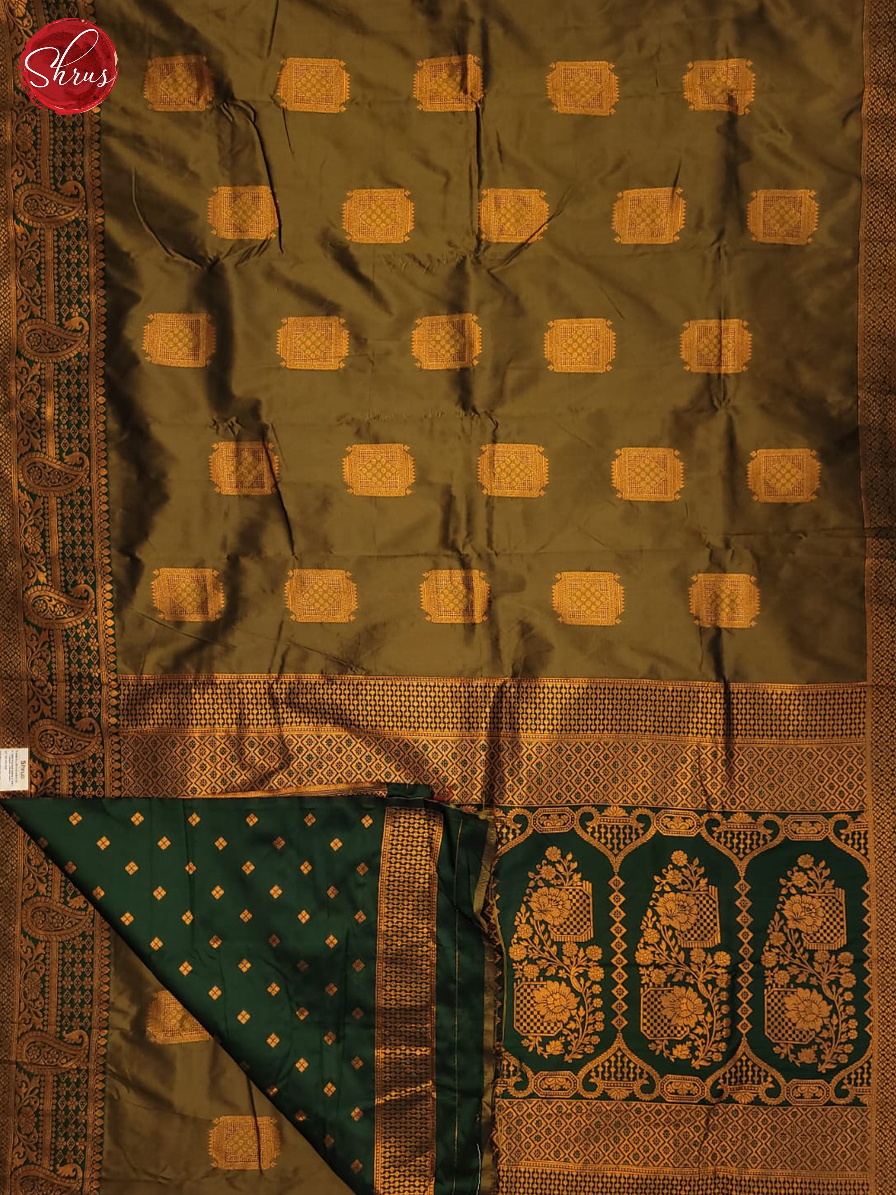 Mehandi Green & Green - Semi Softsilk Saree - Shop on ShrusEternity.com