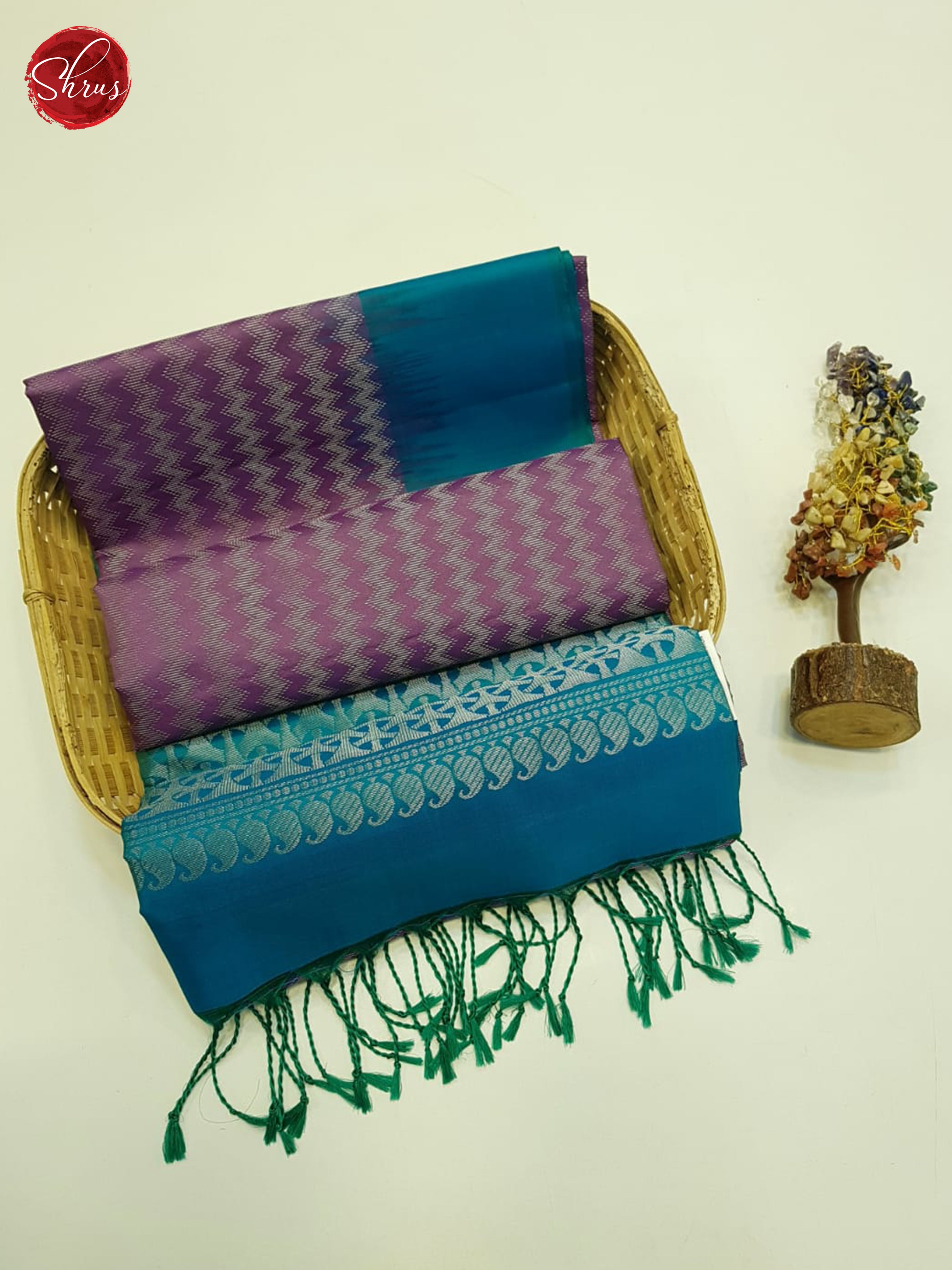 Dusty Lavender And Blue-Soft Silk Saree - Shop on ShrusEternity.com