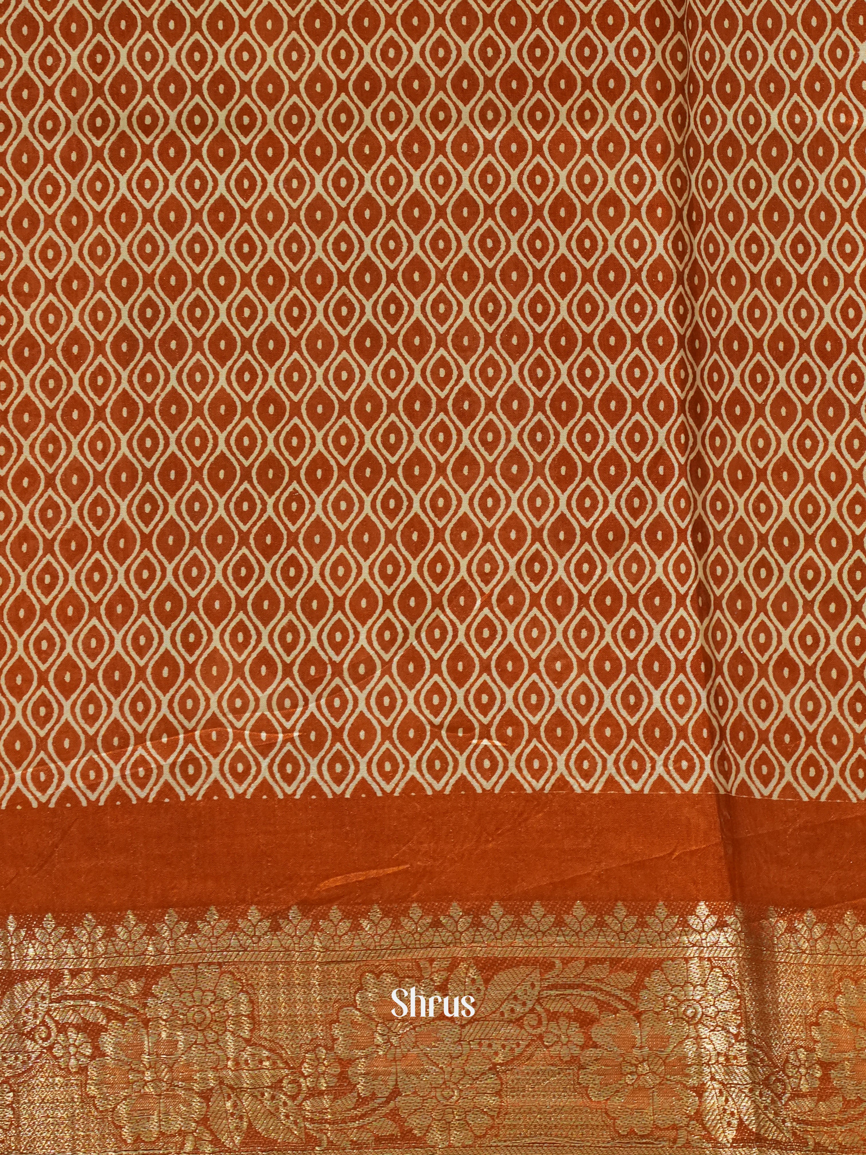 Brick & Green - Semi Crepe Saree - Shop on ShrusEternity.com