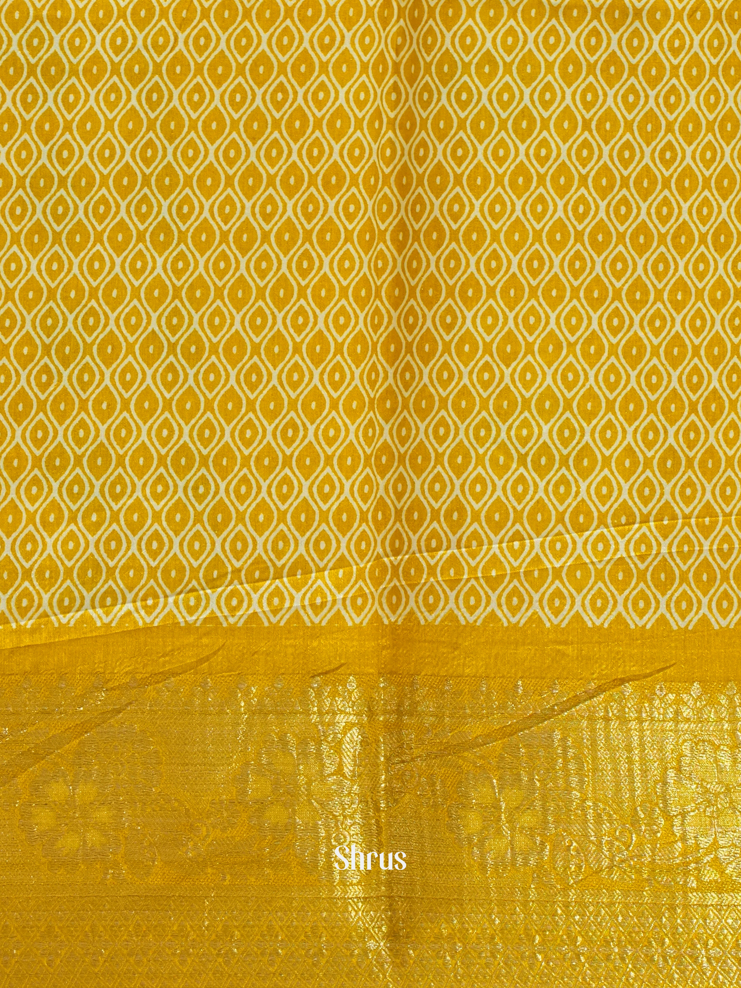 Yellow & Blue - Semi Crepe Saree - Shop on ShrusEternity.com