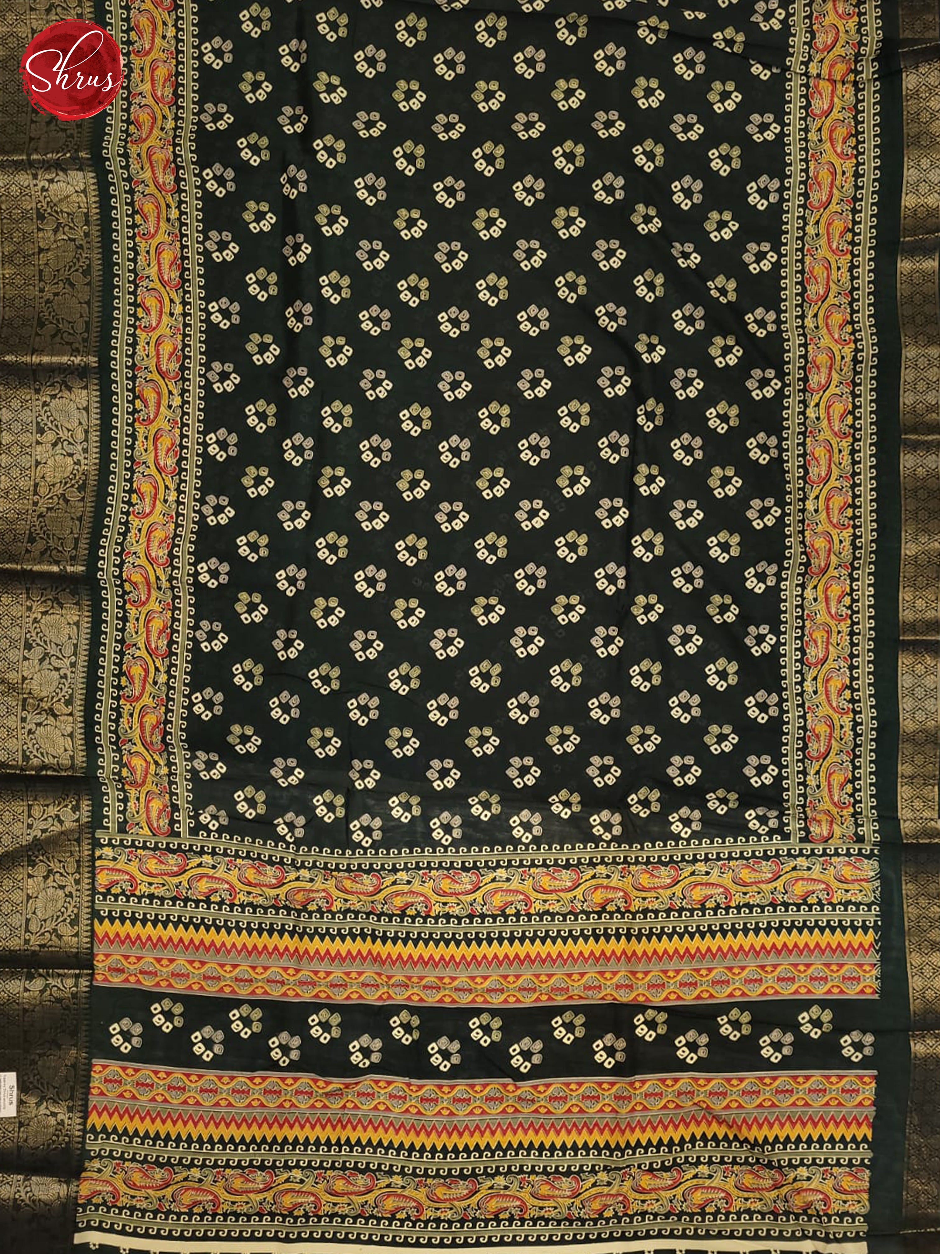 Bottle Green(Single Tone) - Semi Crepe Saree - Shop on ShrusEternity.com