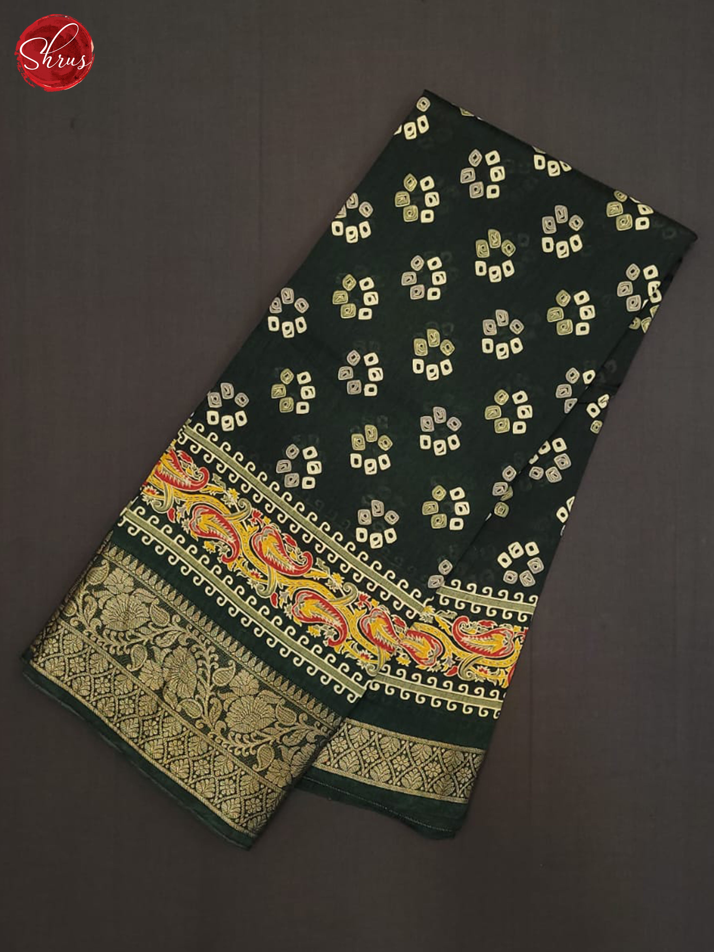 Bottle Green(Single Tone) - Semi Crepe Saree - Shop on ShrusEternity.com