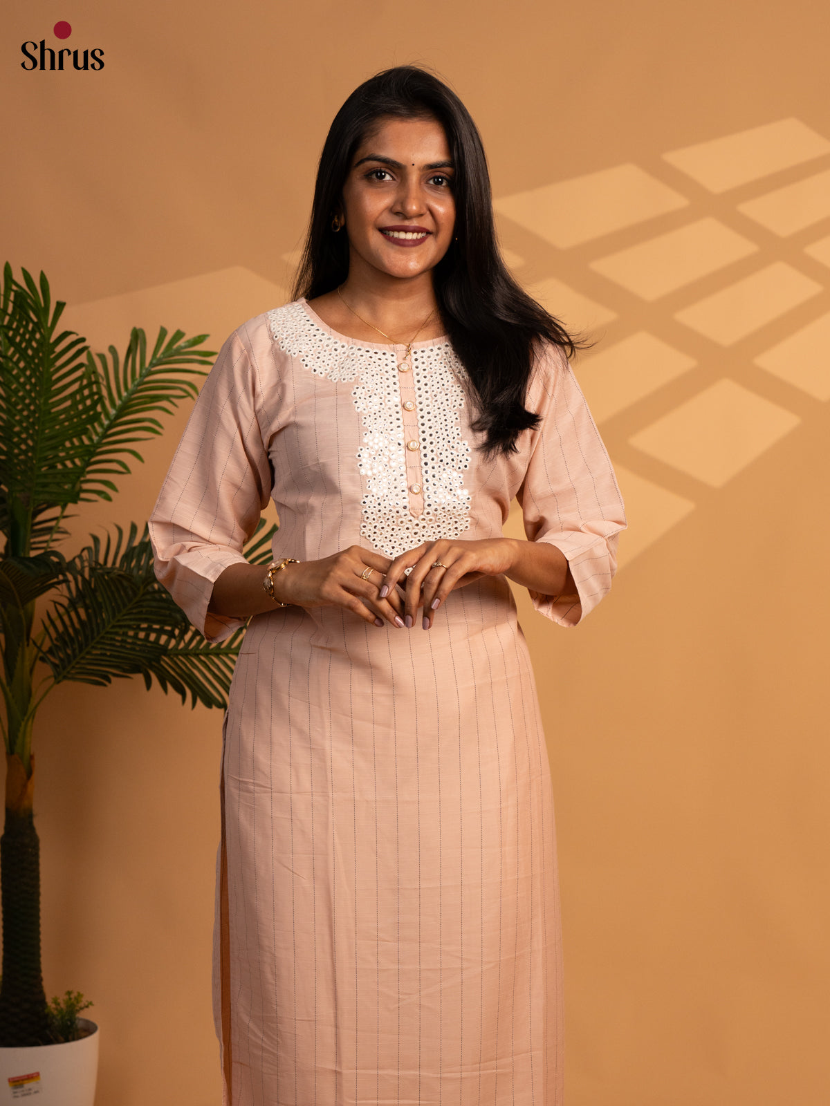 Pink - Embroidered Straight Readymade Kurti - Shop on ShrusEternity.com