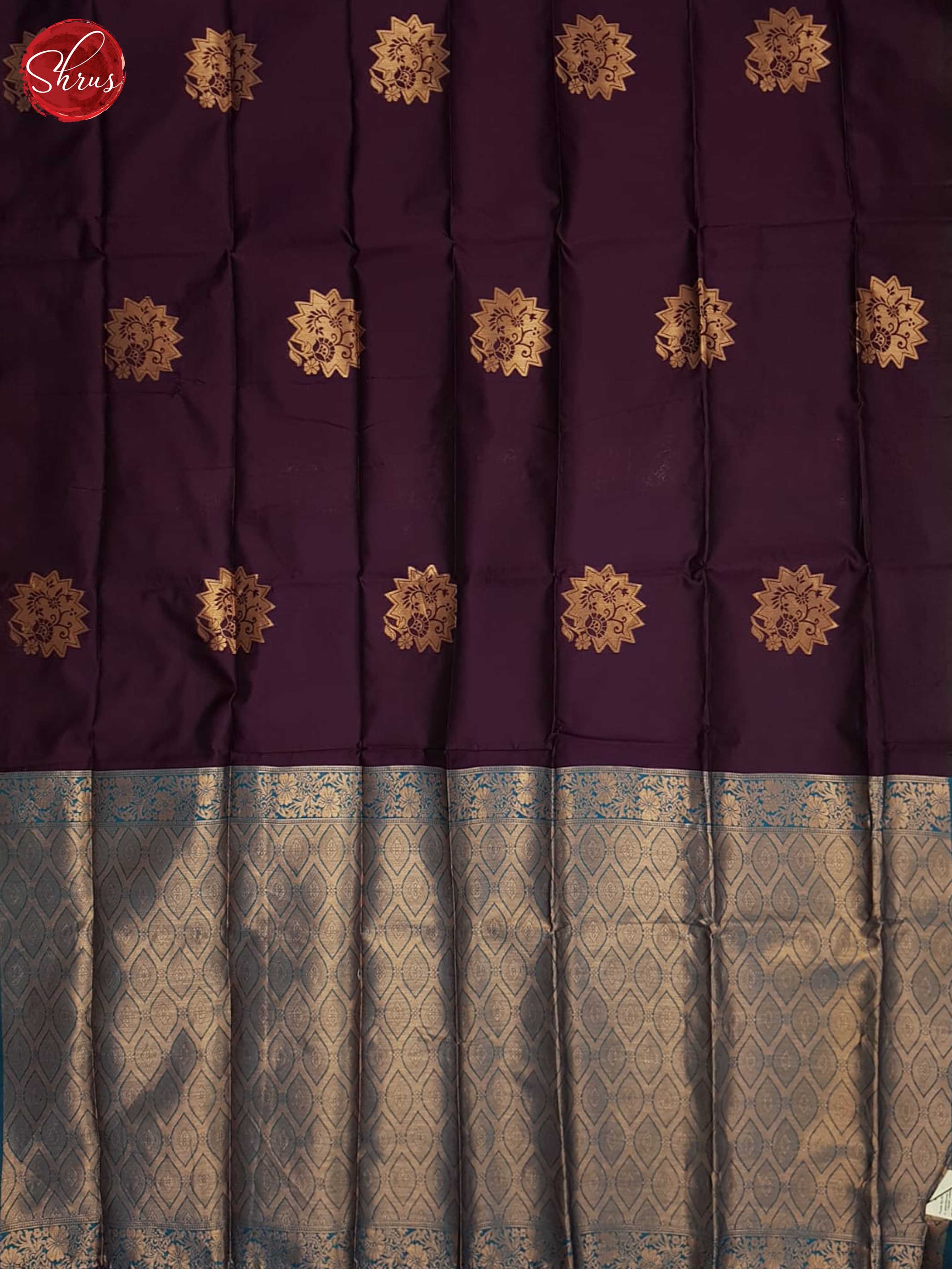 Wine And Blue-Semi Soft Silk Saree - Shop on ShrusEternity.com