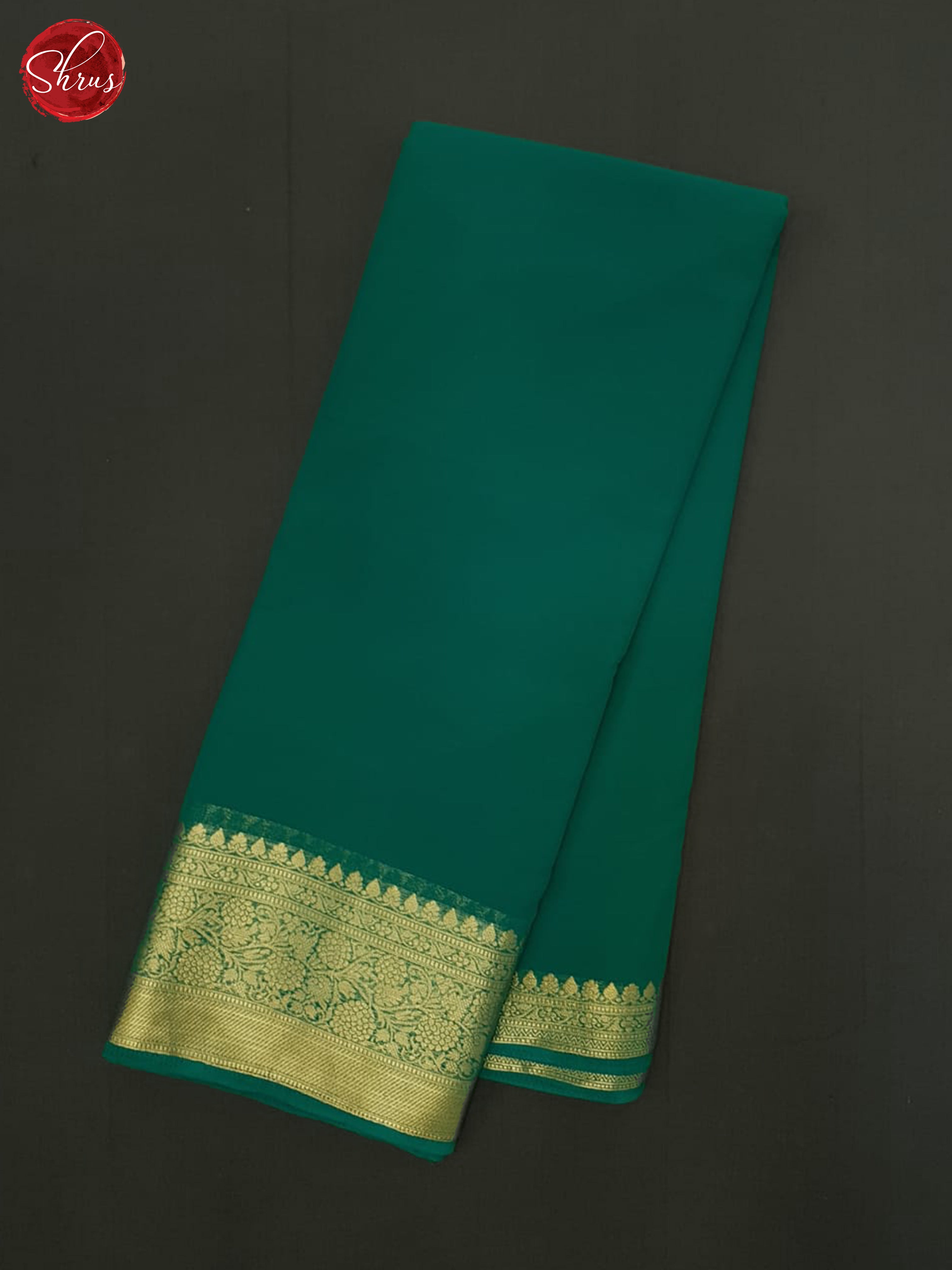 Peacock Green(Single Tone)-Semi Georgette Saree - Shop on ShrusEternity.com