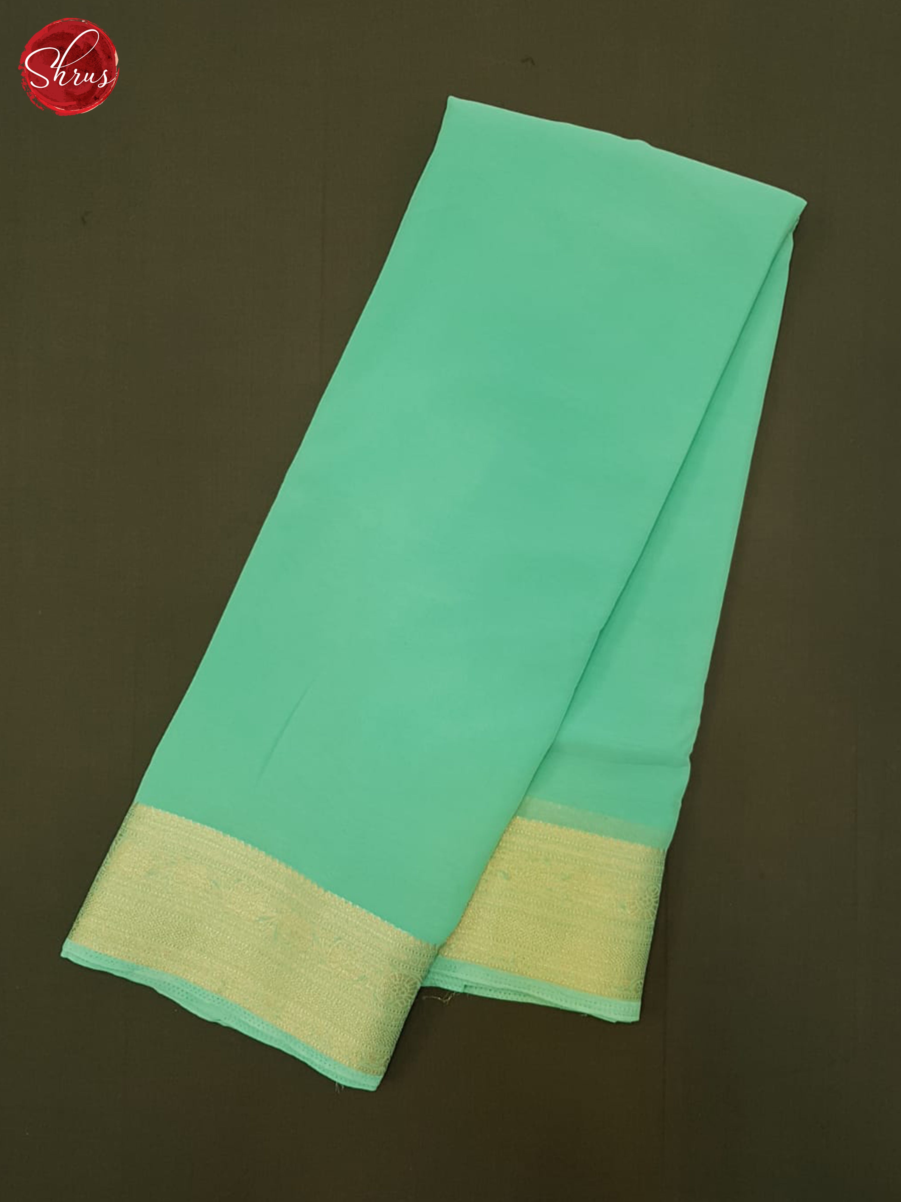 Teal Blue(Single Tone)- Semi Georgette Saree - Shop on ShrusEternity.com